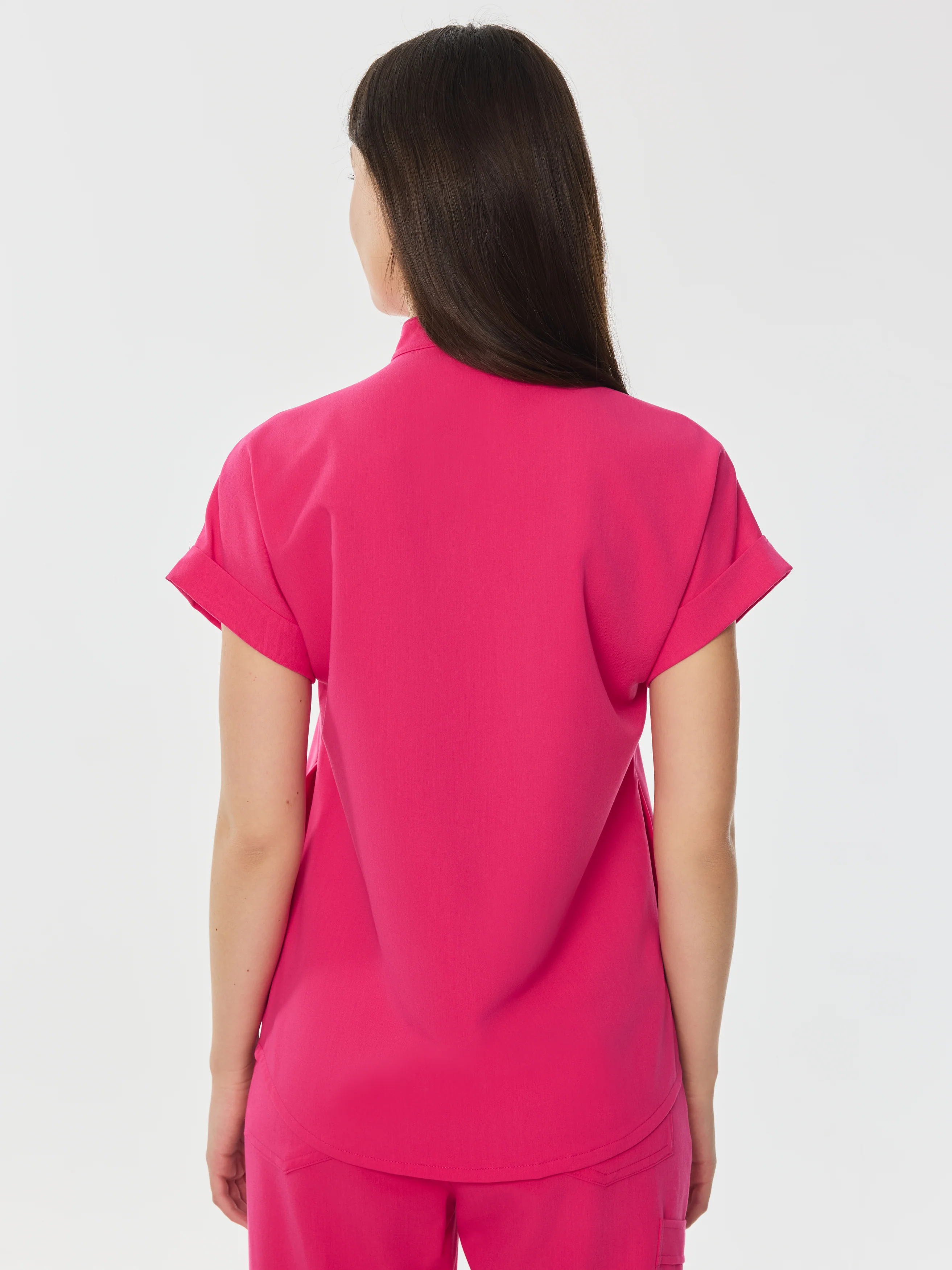 CHARLIE RE-GARDE™ - PINK CRUSH - Mandarine Collar Scrub Top - SILVADUR™ - Image 3