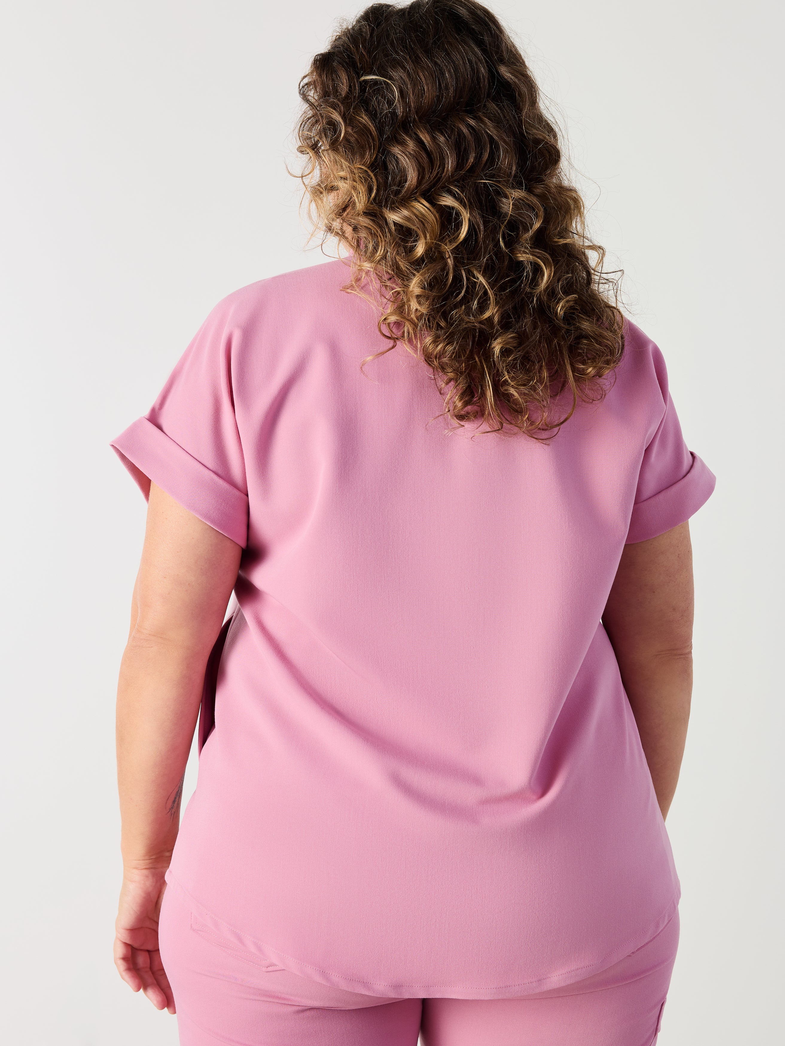 CHARLIE RE-GARDE™ - HOPEFUL PINK - Mandarine Collar Scrub Top - SILVADUR™ - Final Sale - Image 3