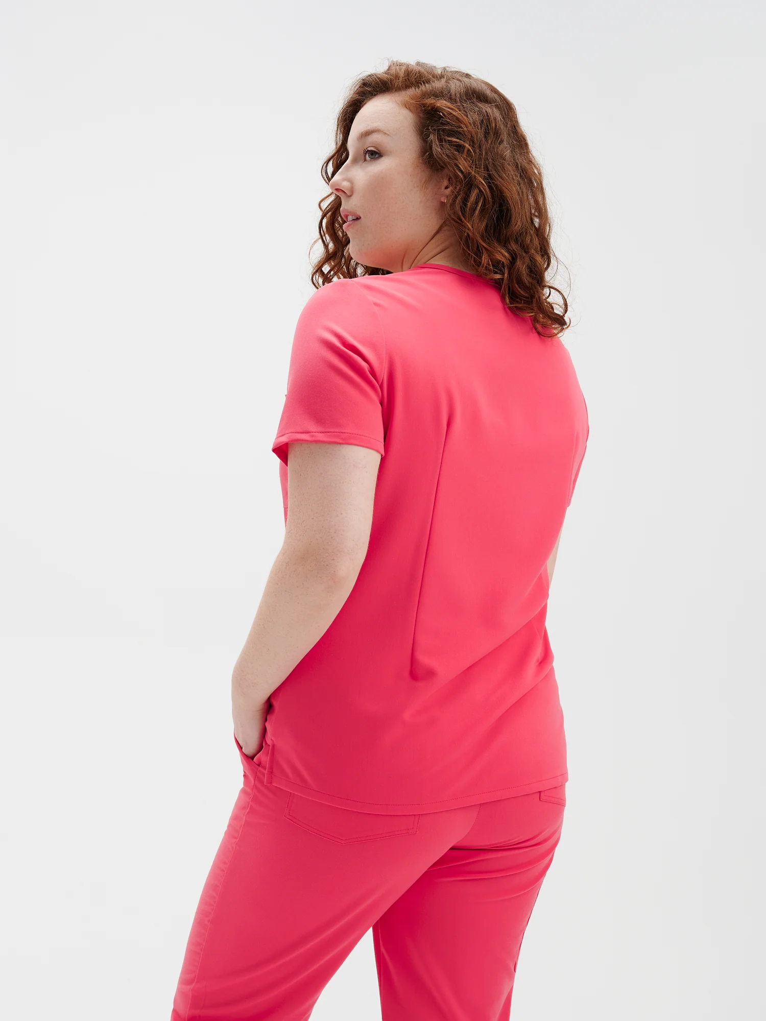 CHLOE RE-GARDE™ - ROSE FLAMANT - Three Pockets Scrub Top - Final Sale - Image 2