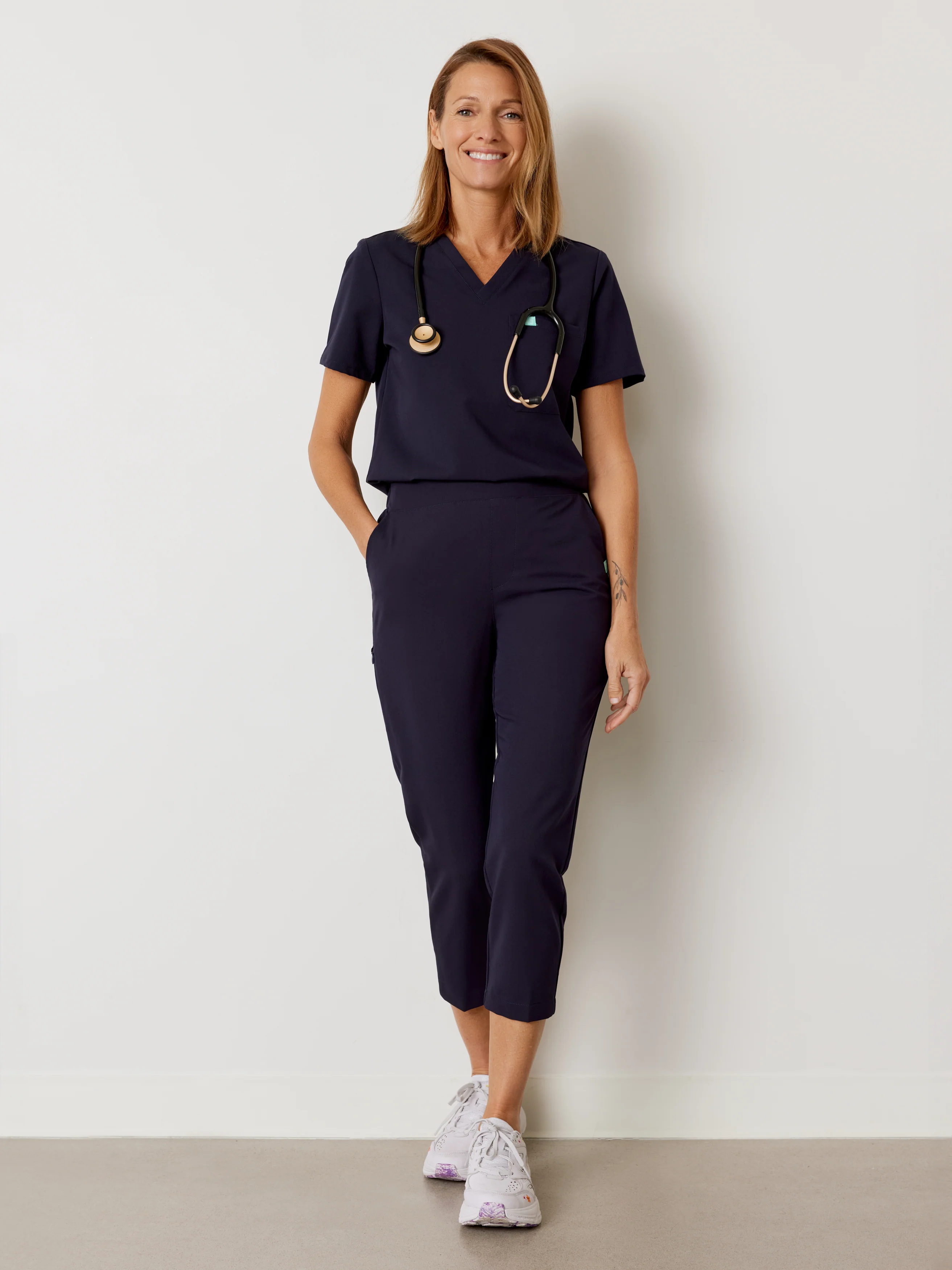 EVA RE-GARDE™ - NAVY - 7/8 Scrub Pants - SILVADUR™ - Final Sale