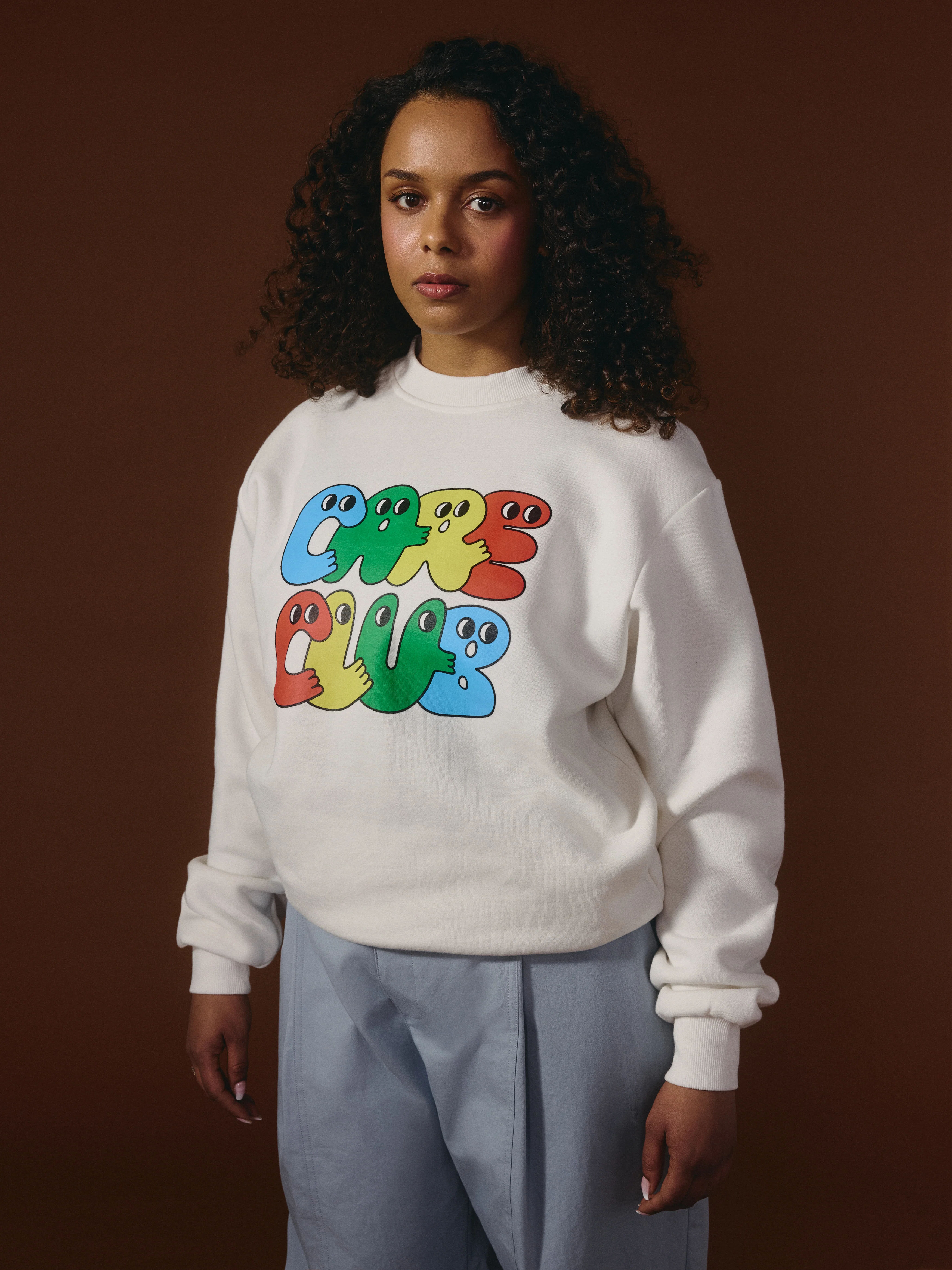 G-M x Pony - Crewneck Cream - Cartoon ''Care Club'' - Image 2