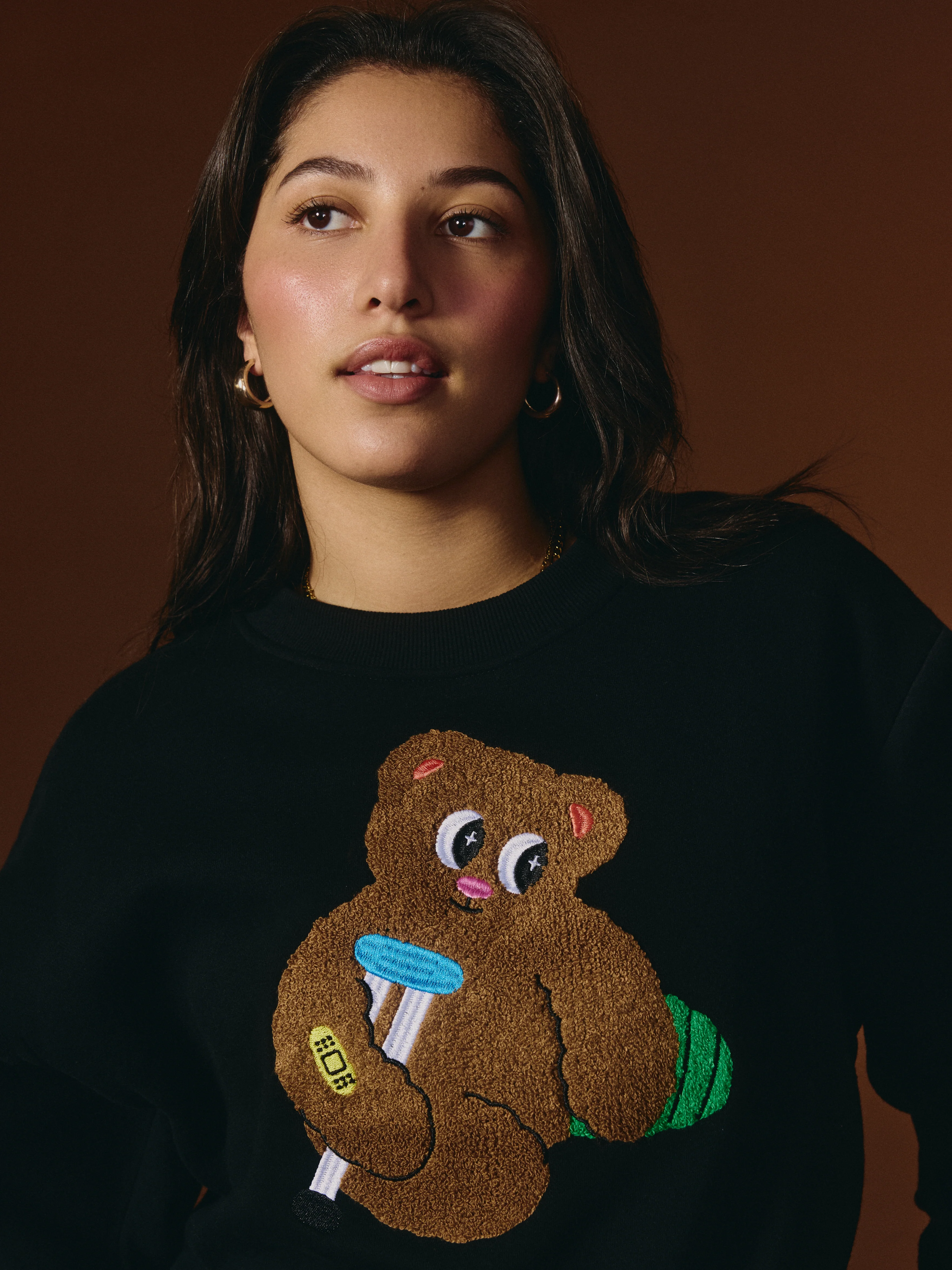 G-M x Pony - Crewneck Black - Teddy Chenille ''Care Club'' - Image 3