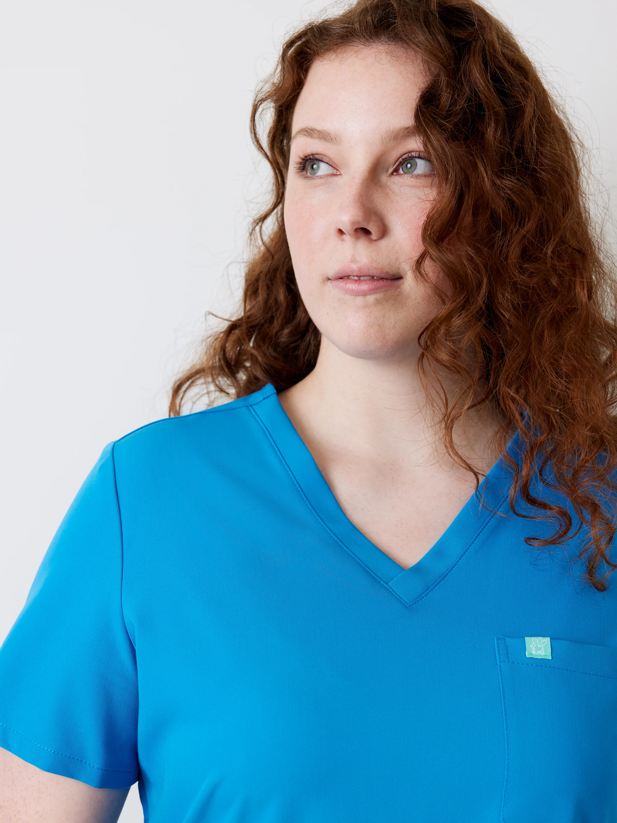 GABRIELLE RE-GARDE™ - AZURE BLUE - One Pocket Scrub Top - Final Sale - Image 3