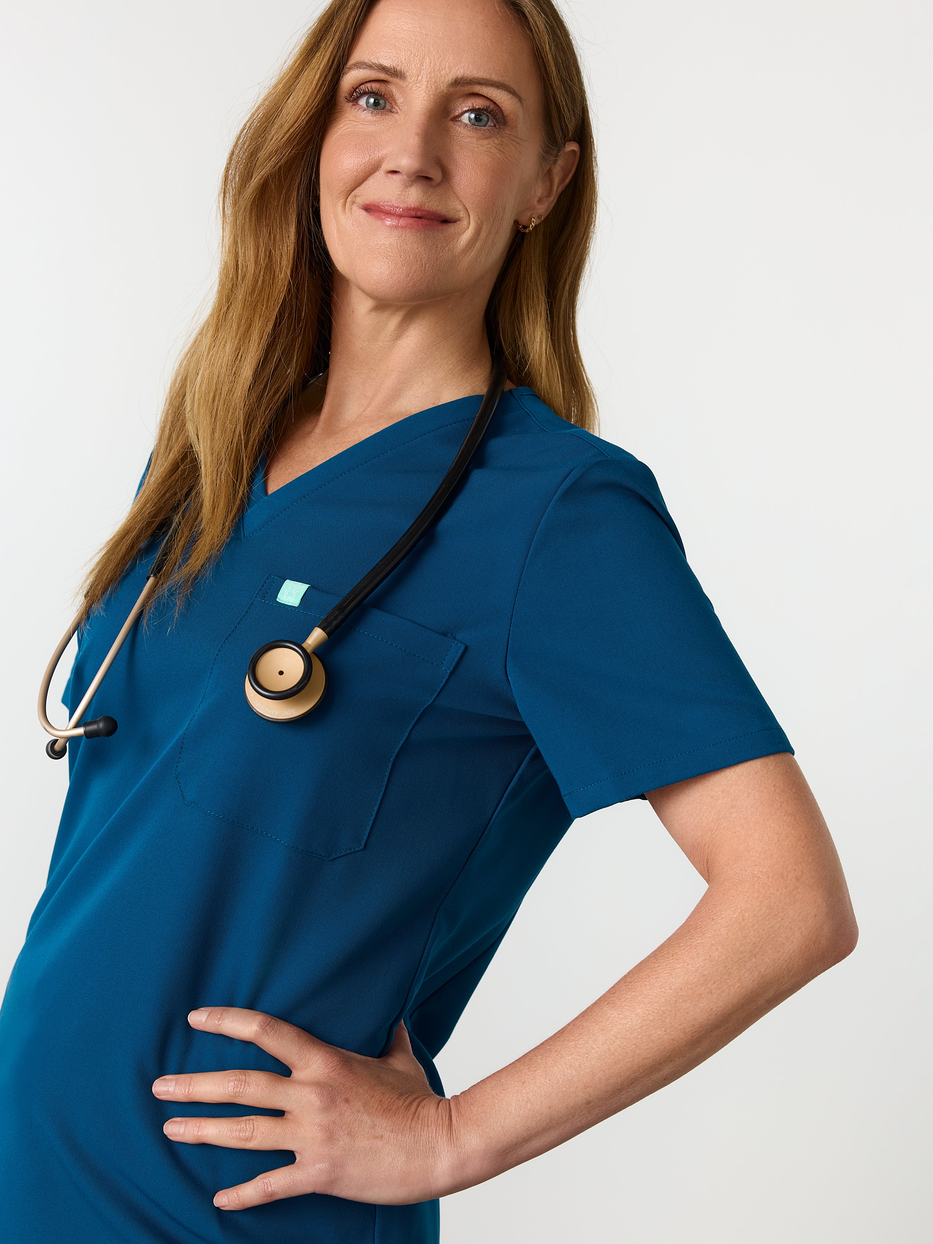 GABRIELLE RE-GARDE™ - OPAL BLUE - One Pocket Scrub Top - SILVADUR™ - Image 2