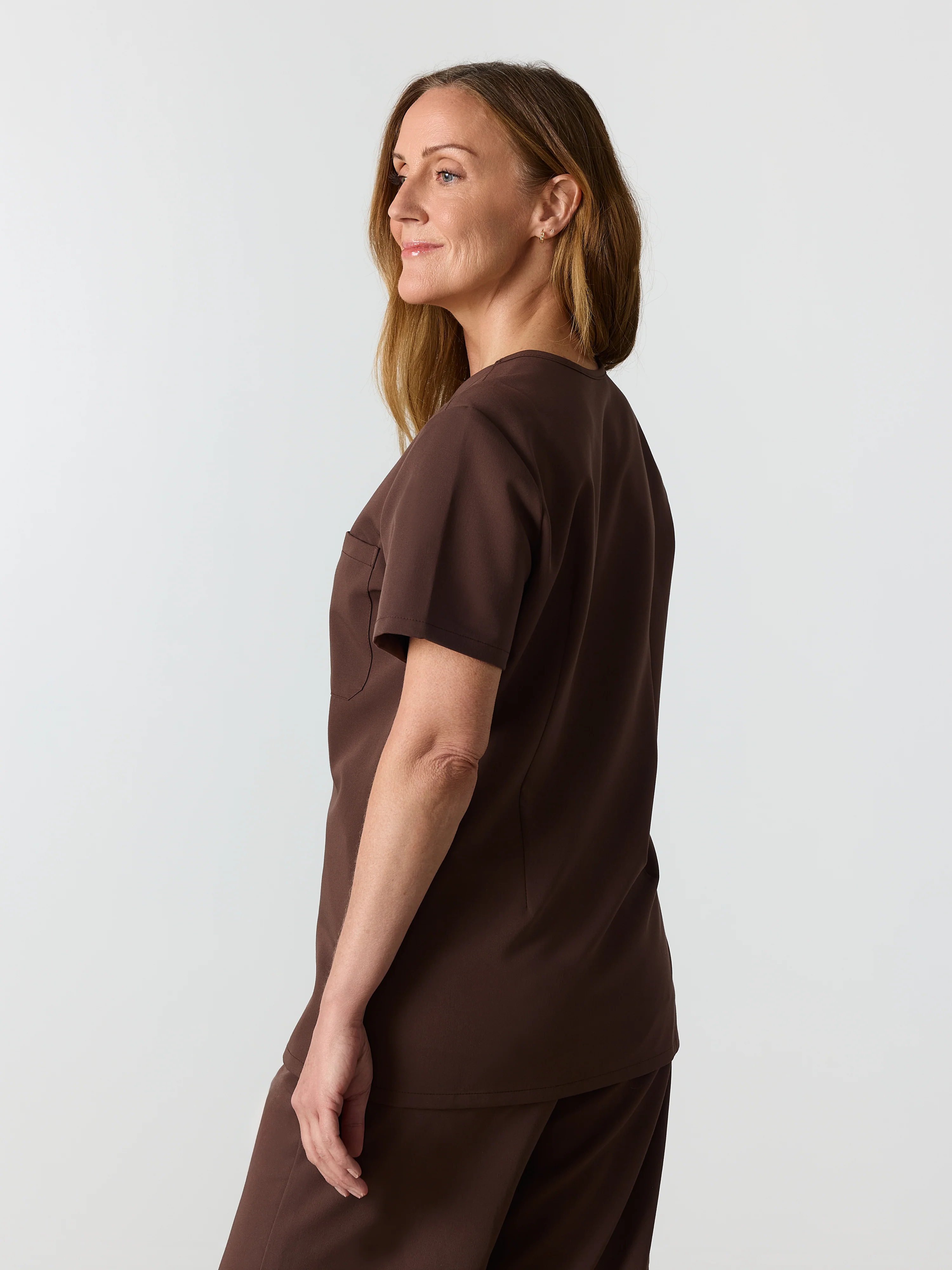 GABRIELLE RE-GARDE™ - CHOCOLATE - One Pocket Scrub Top - SILVADUR™ - Image 3