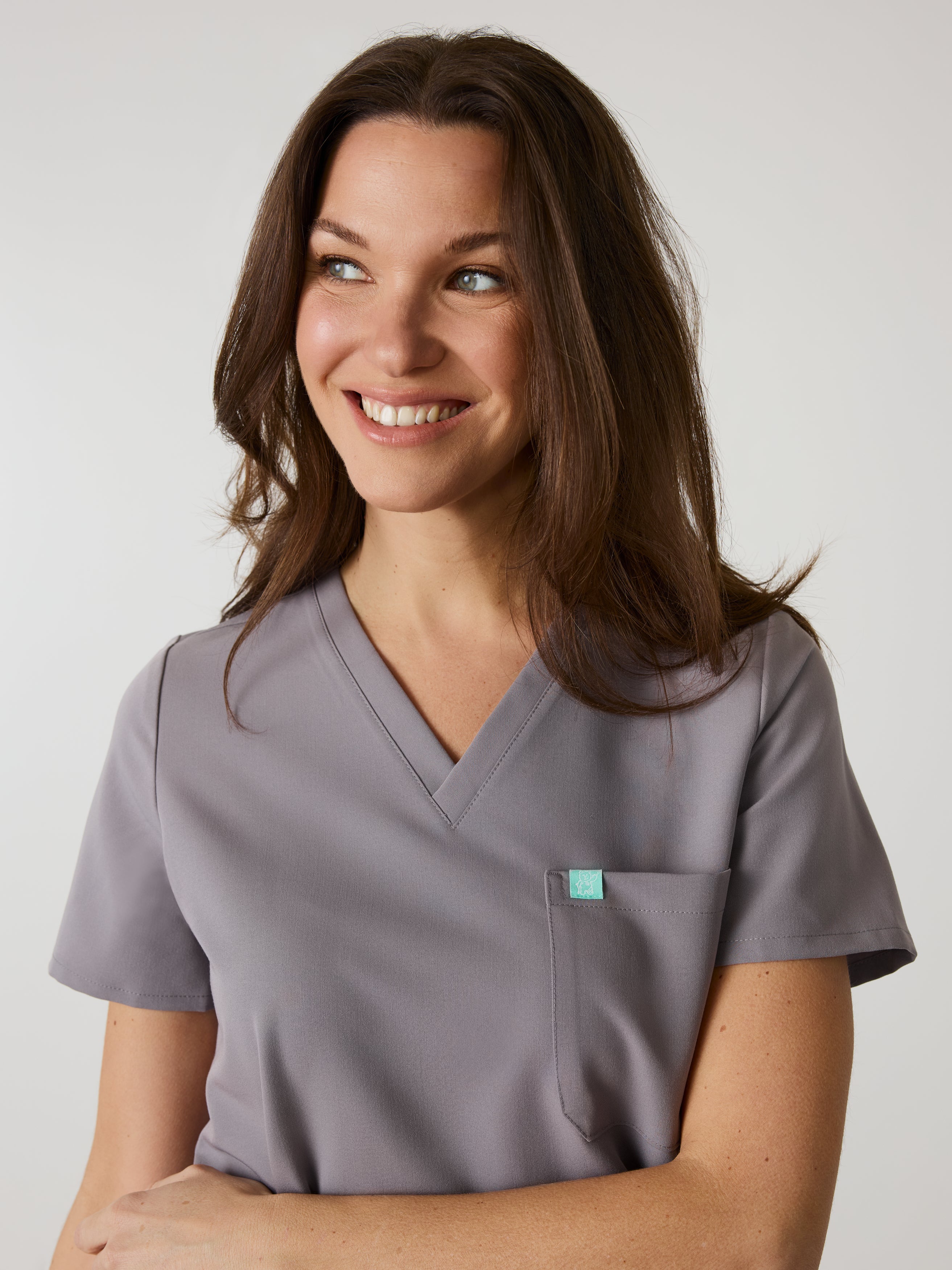 GABRIELLE RE-GARDE™ - ECLIPSE GREY - One Pocket Scrub Top - SILVADUR™ - Image 2