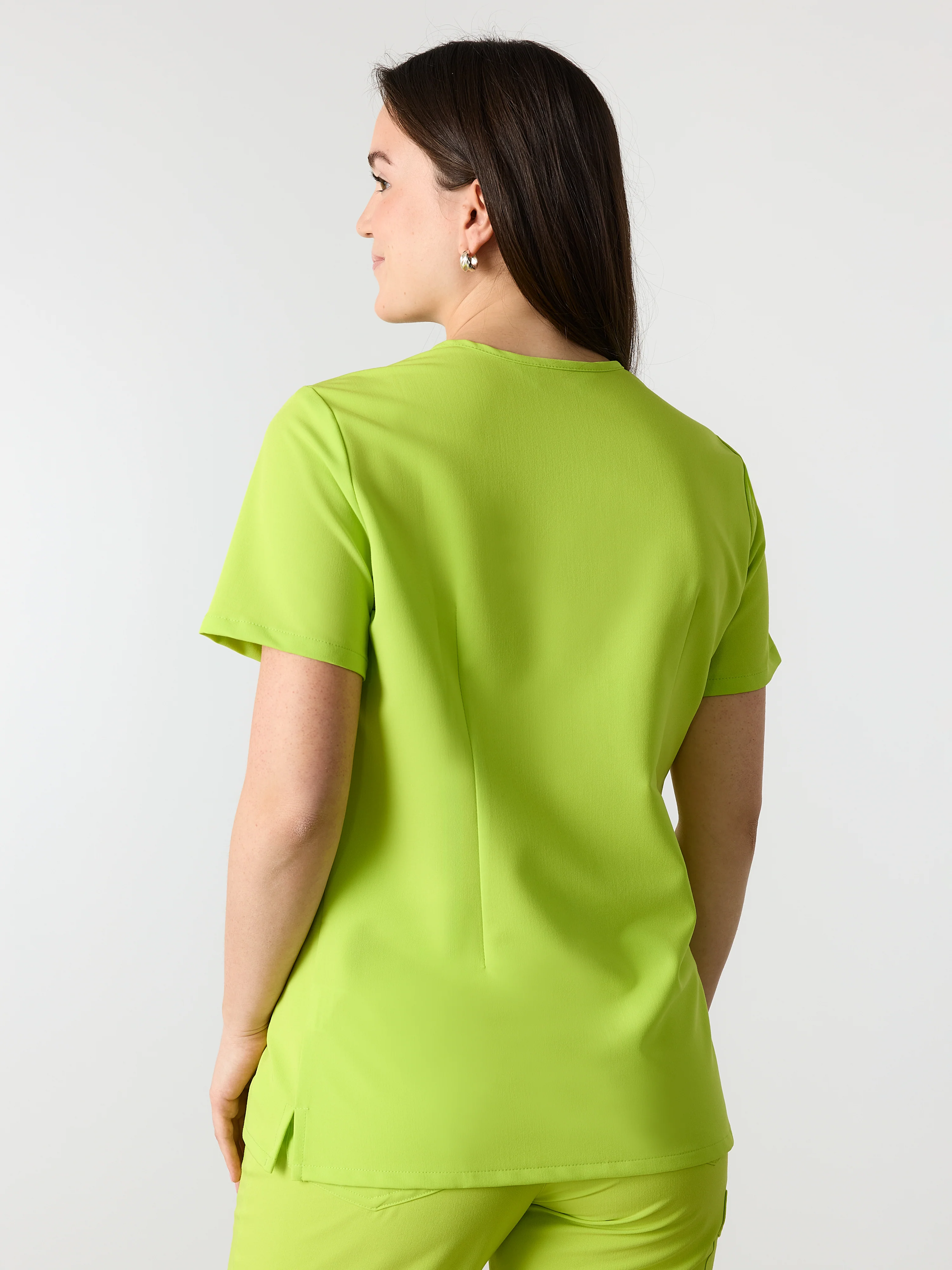 GABRIELLE RE-GARDE™ - LIME - One Pocket Scrub Top - SILVADUR™ - Image 3