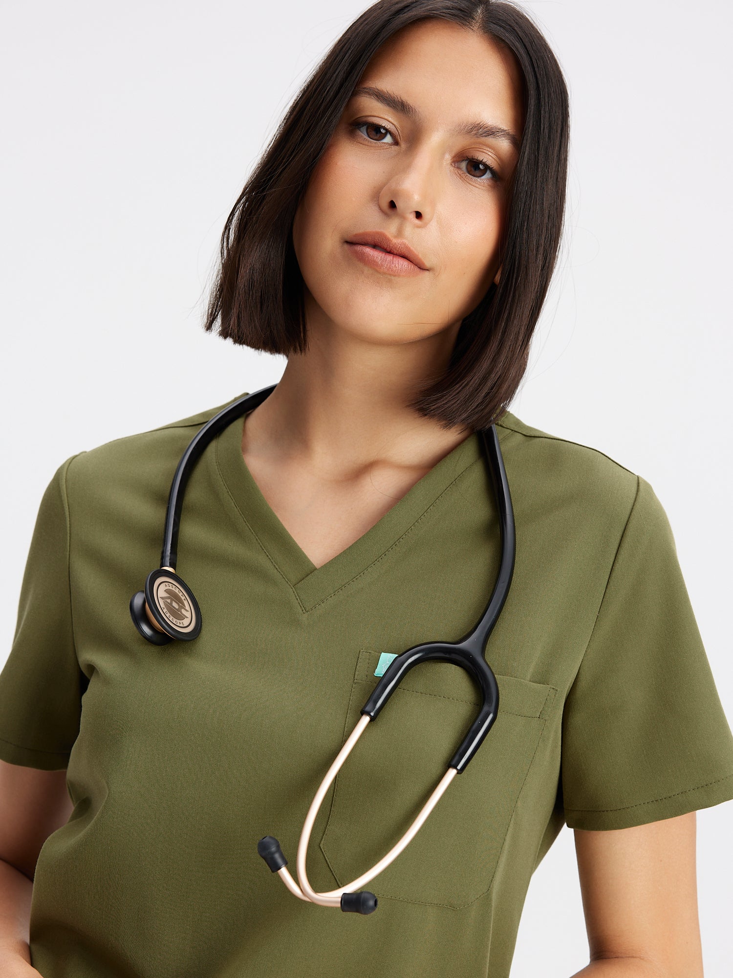 GABRIELLE RE-GARDE™ - OLIVE - One Pocket Scrub Top - Final Sale - Image 3