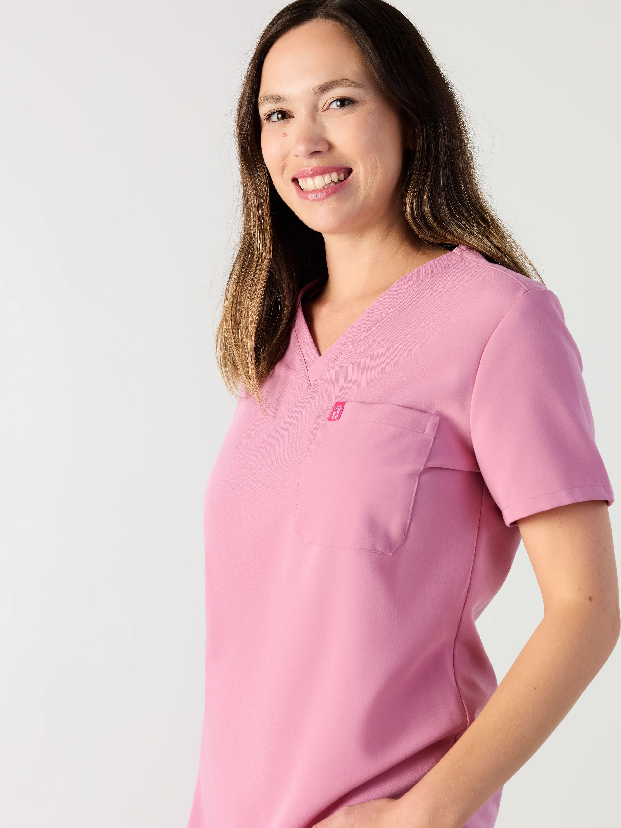 GABRIELLE RE-GARDEâ„¢ - HOPEFUL PINK - One Pocket Scrub Top - SILVADURâ„¢ - Final Sale - Image 2