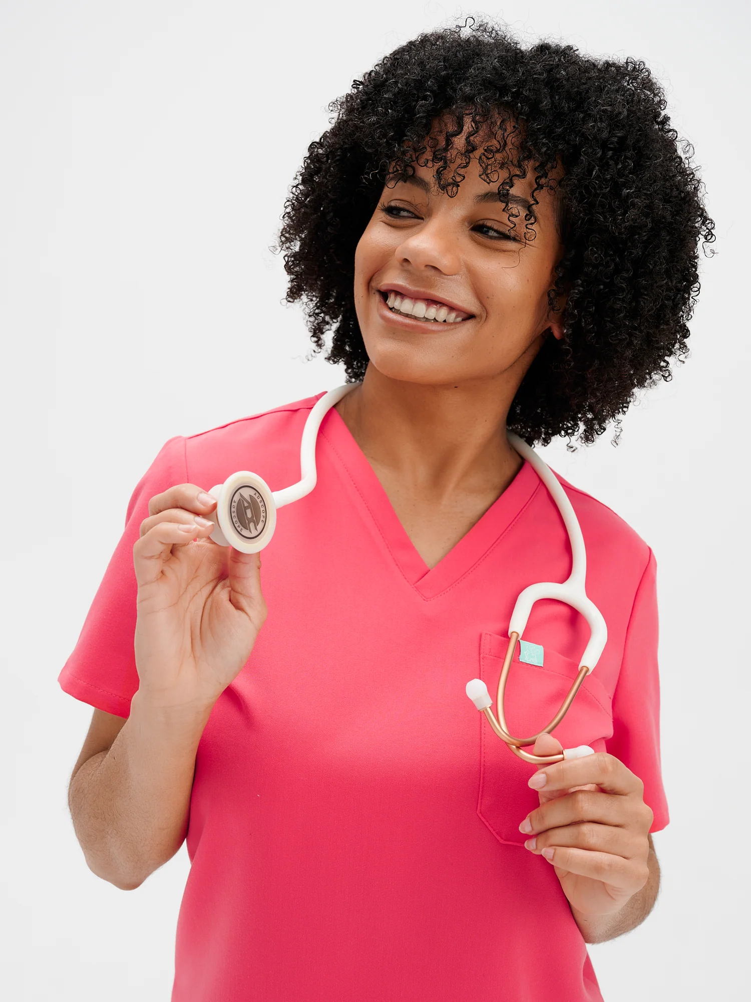 GABRIELLE RE-GARDE™ - ROSE FLAMANT - One Pocket Scrub Top - FINAL SALE - Image 3