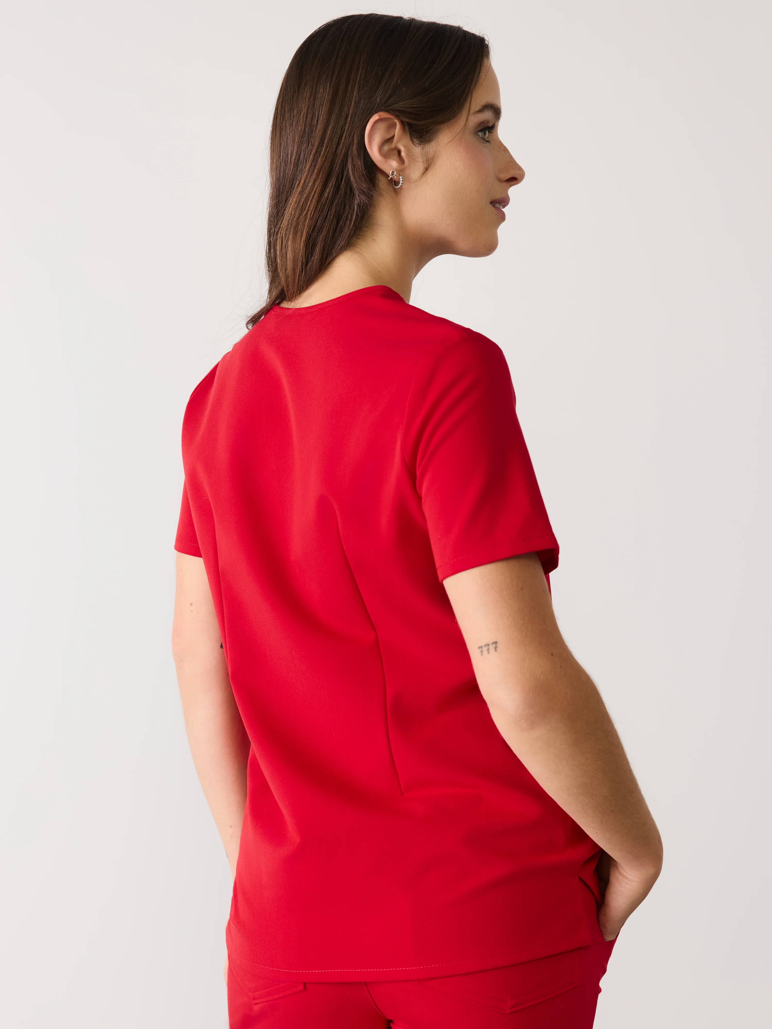 GABRIELLE RE-GARDE™ - CANDY CANE - One Pocket Scrub Top - SILVADUR™ - Final Sale - Image 3