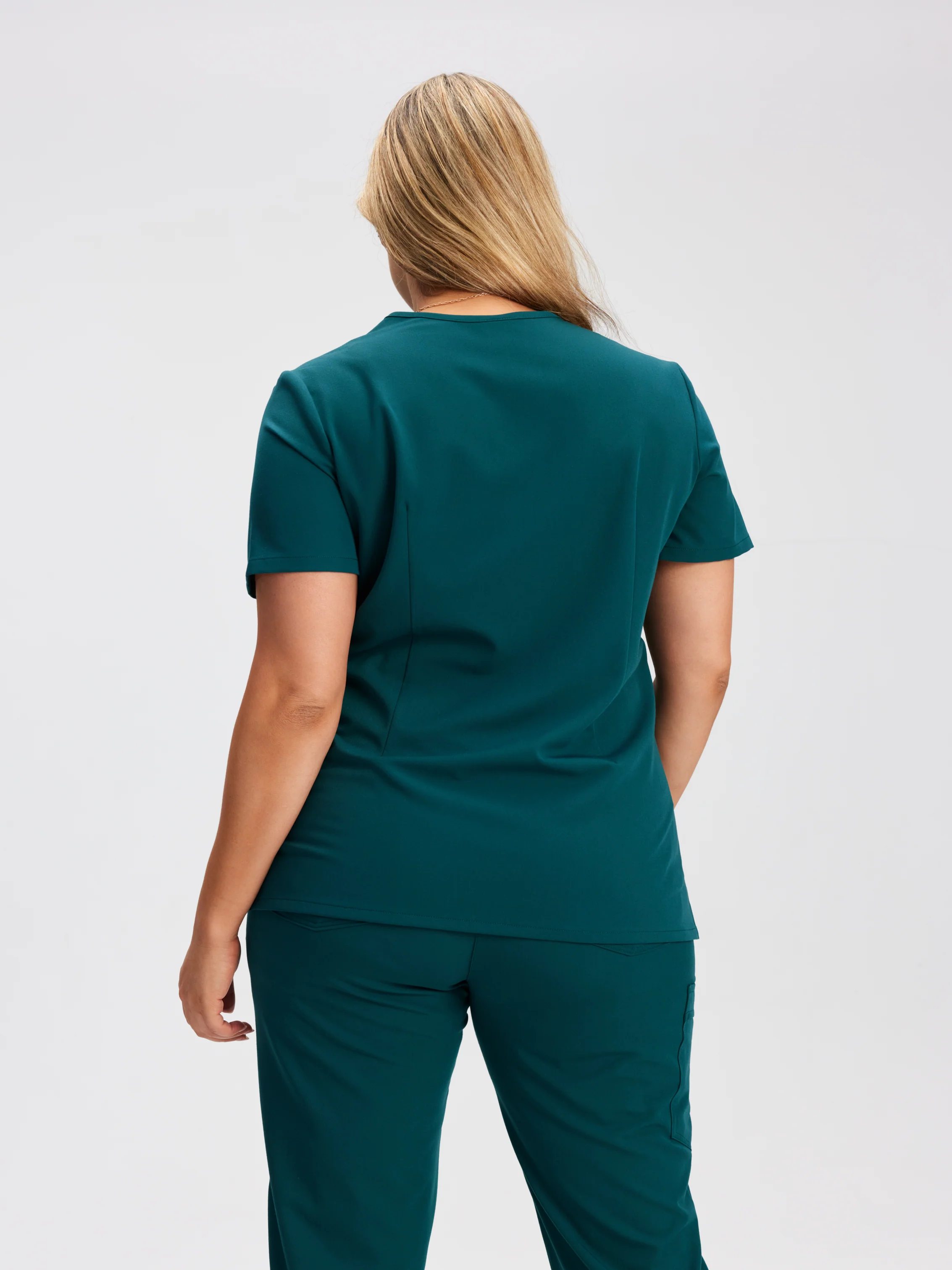 GABRIELLE With AOGQ EMBROIDERY - TEAL - One Pocket Scrub Top - SILVADUR™ - Image 4