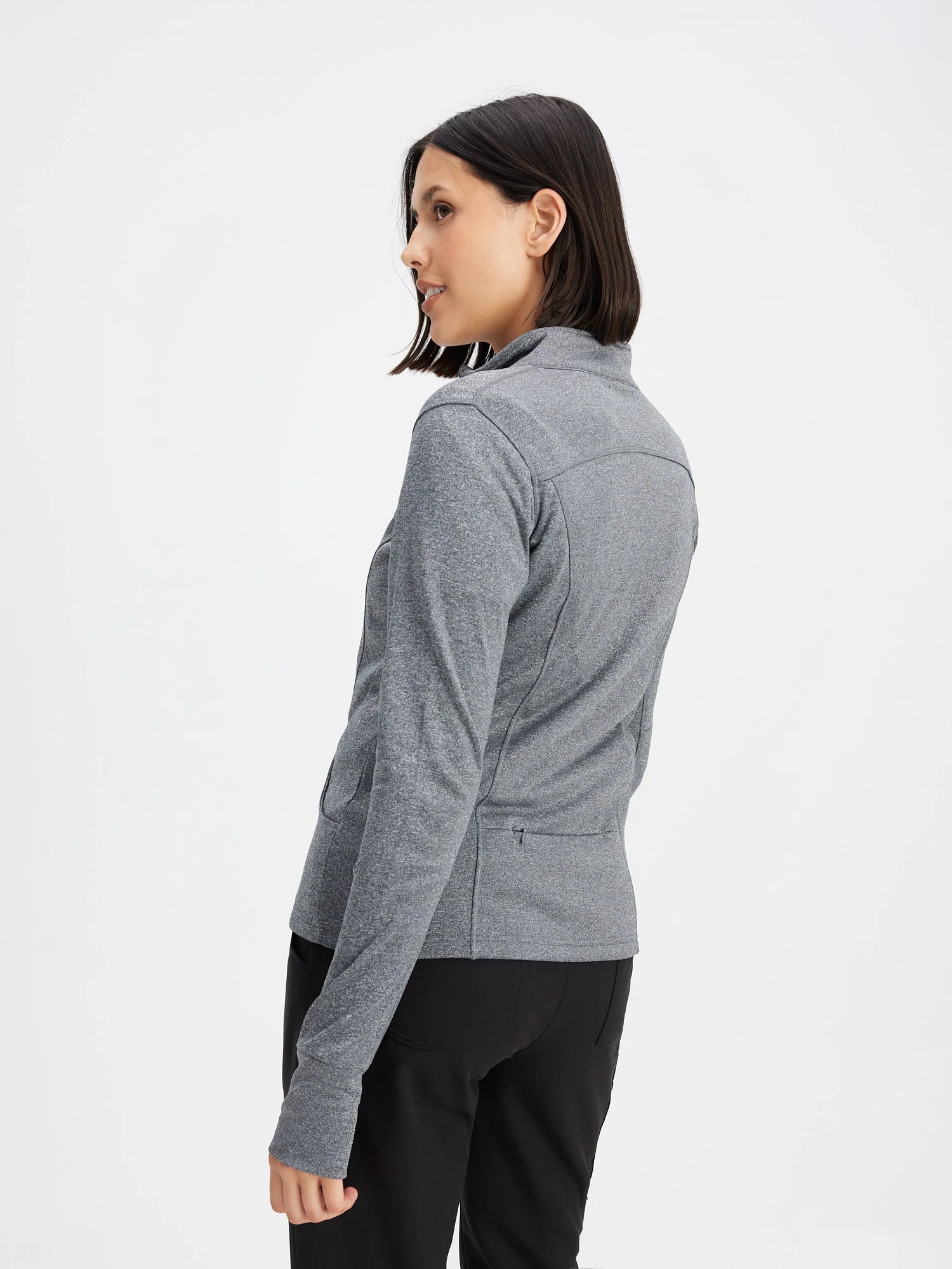 Polyester Full Zip Jacket – Grey Heather – Garde-Malade Embroidery – FINAL SALE - Image 4