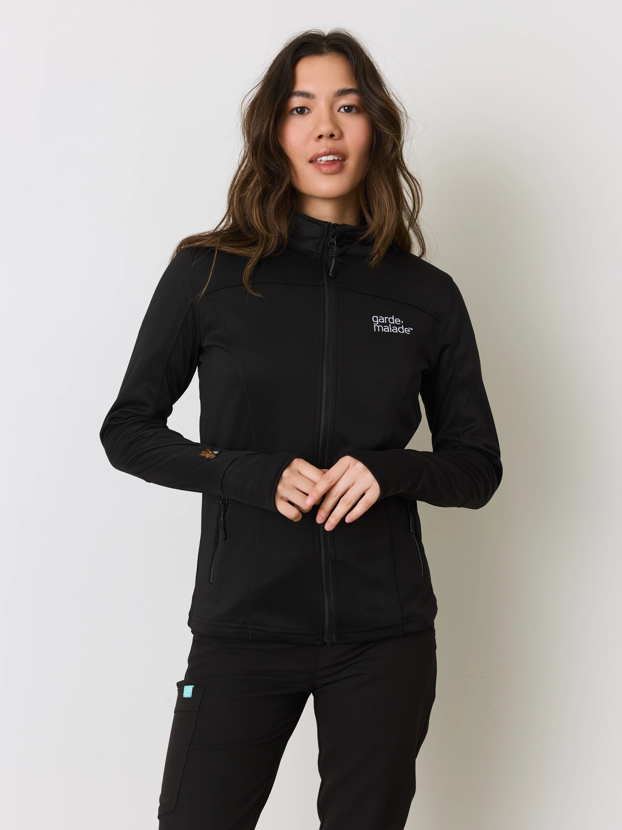 Polyester Full Zip Jacket – Black – Garde-Malade Embroidery