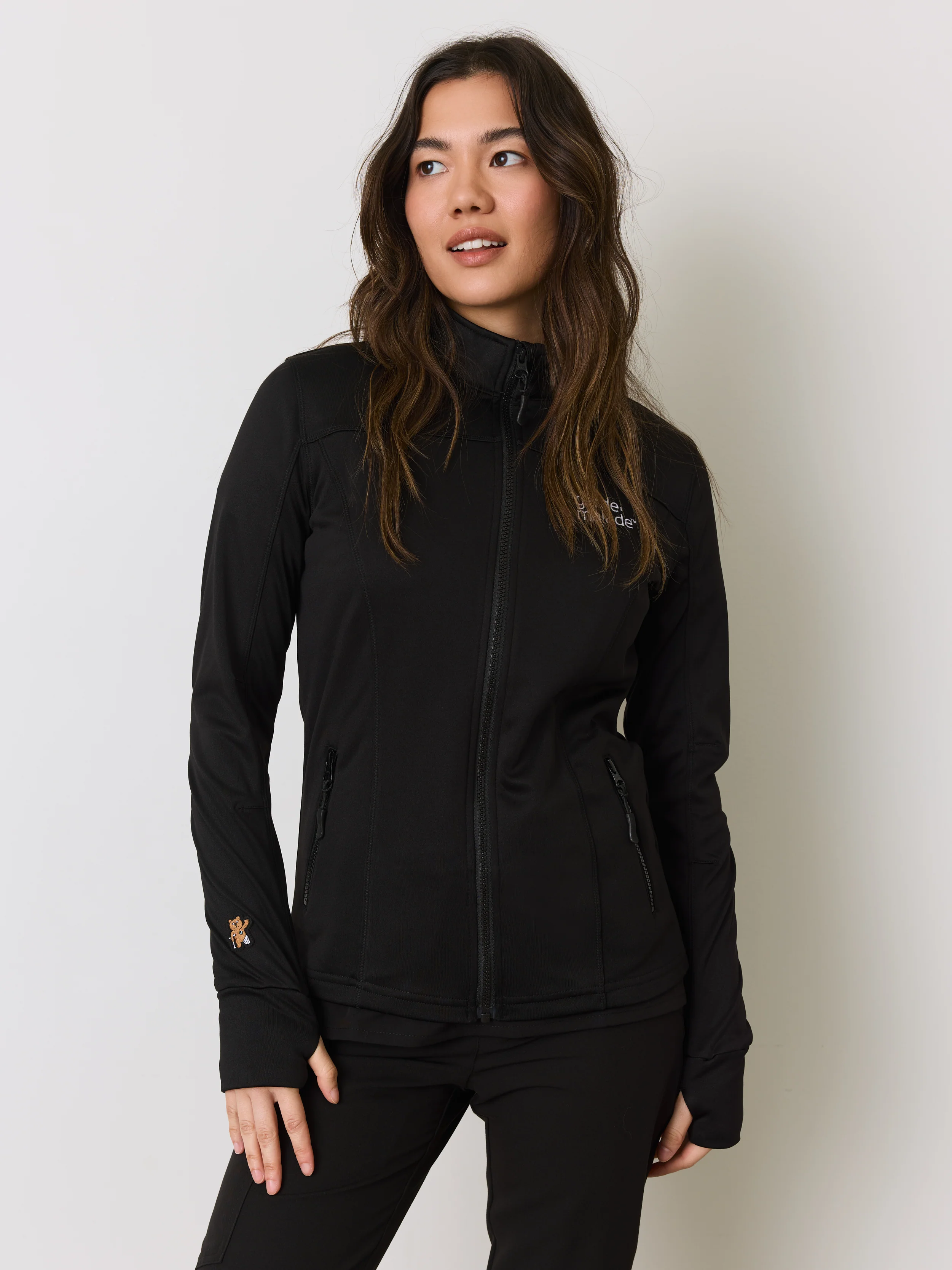 Polyester Full Zip Jacket – Black – Garde-Malade Embroidery - Image 2