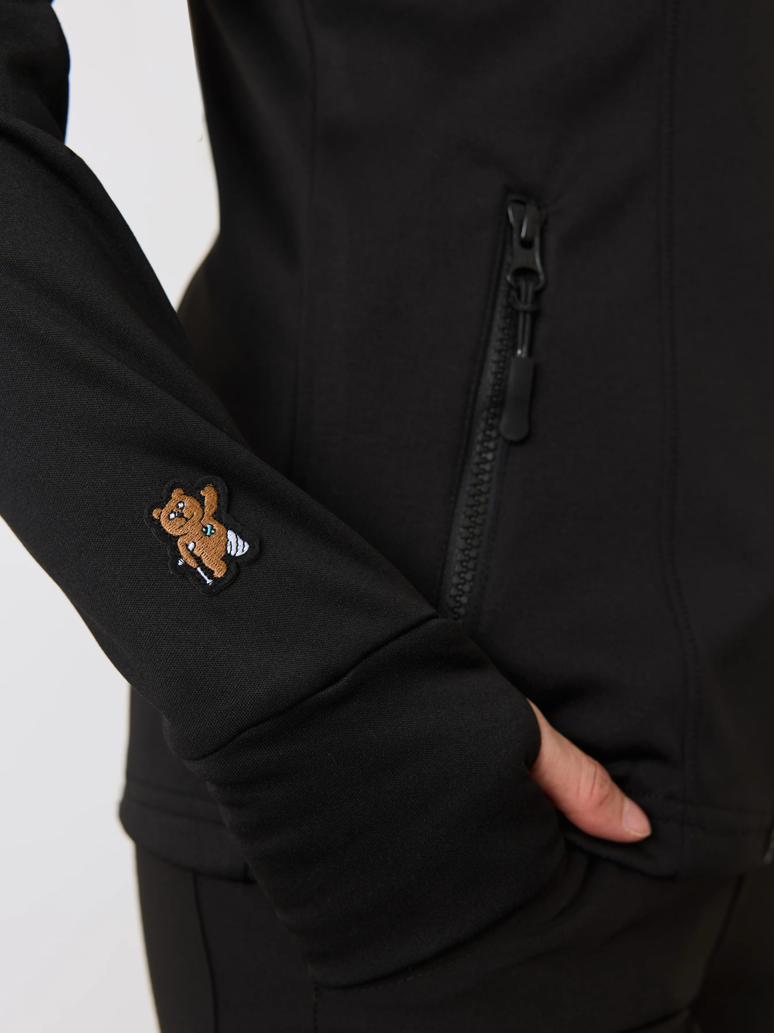 Polyester Full Zip Jacket – Black – Garde-Malade Embroidery - Image 4