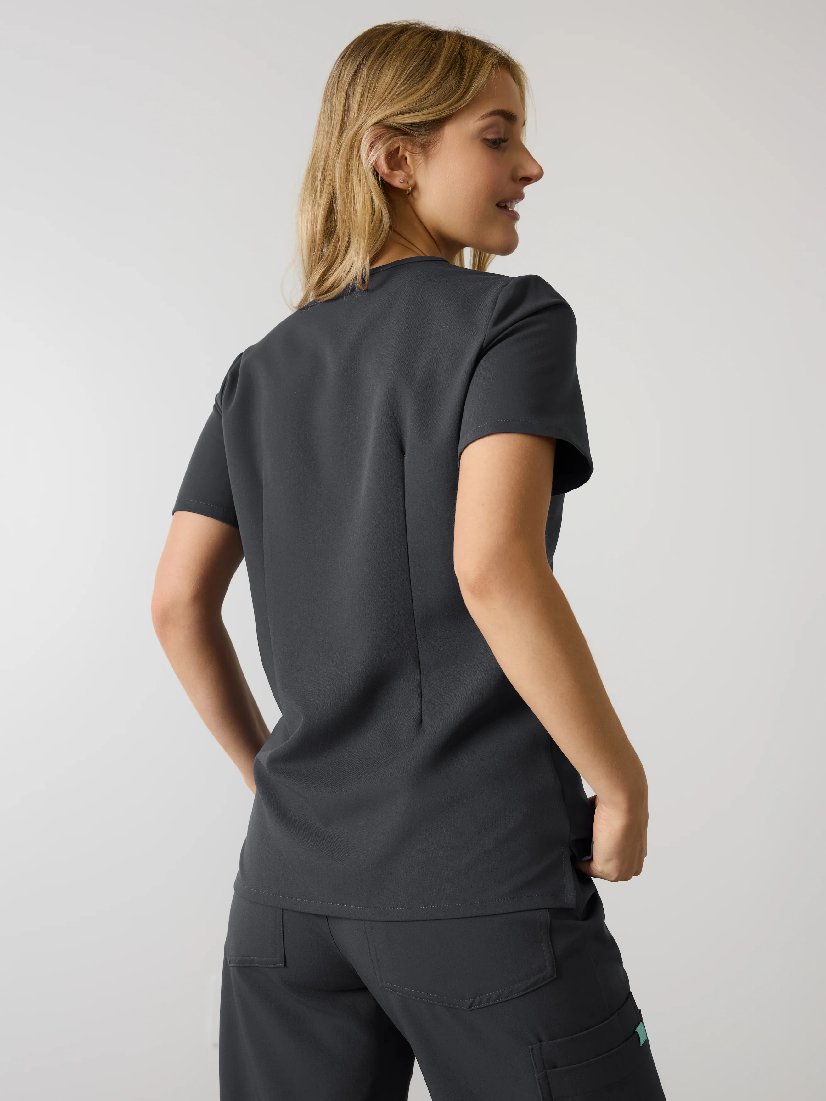 LIV RE-GARDE™ - CHARCOAL - Three Pockets Scrub Top - SILVADUR™ - Image 3