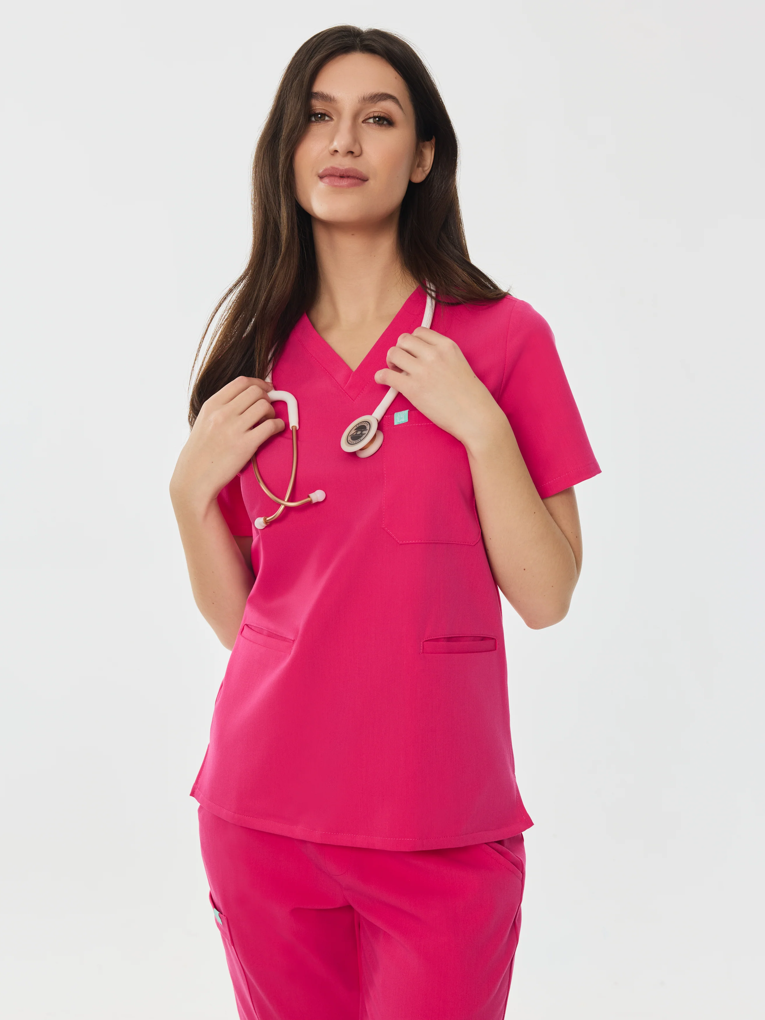 LIV RE-GARDEâ„¢ - PINK CRUSH - Three Pockets Scrub Top - SILVADURâ„¢