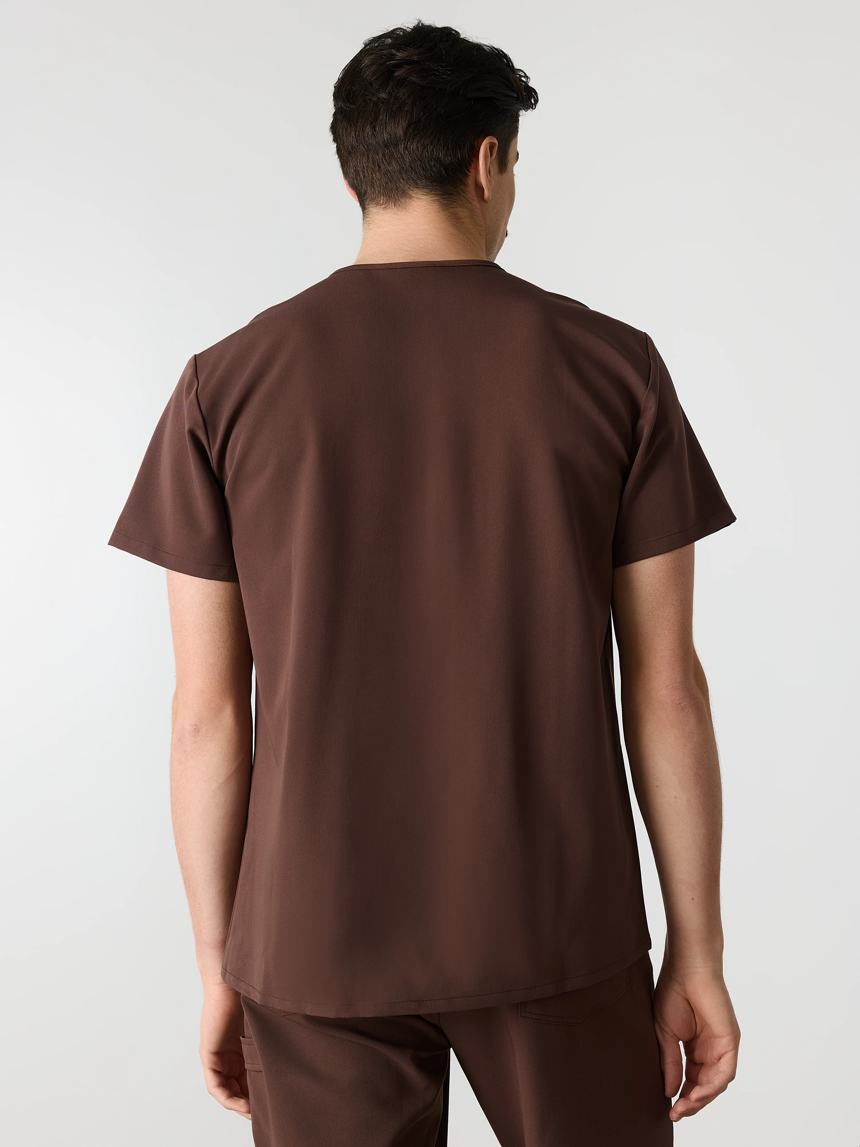 LOGAN RE-GARDE™ - CHOCOLATE - One Pocket Men's Scrub Top - SILVADUR™ - Image 3