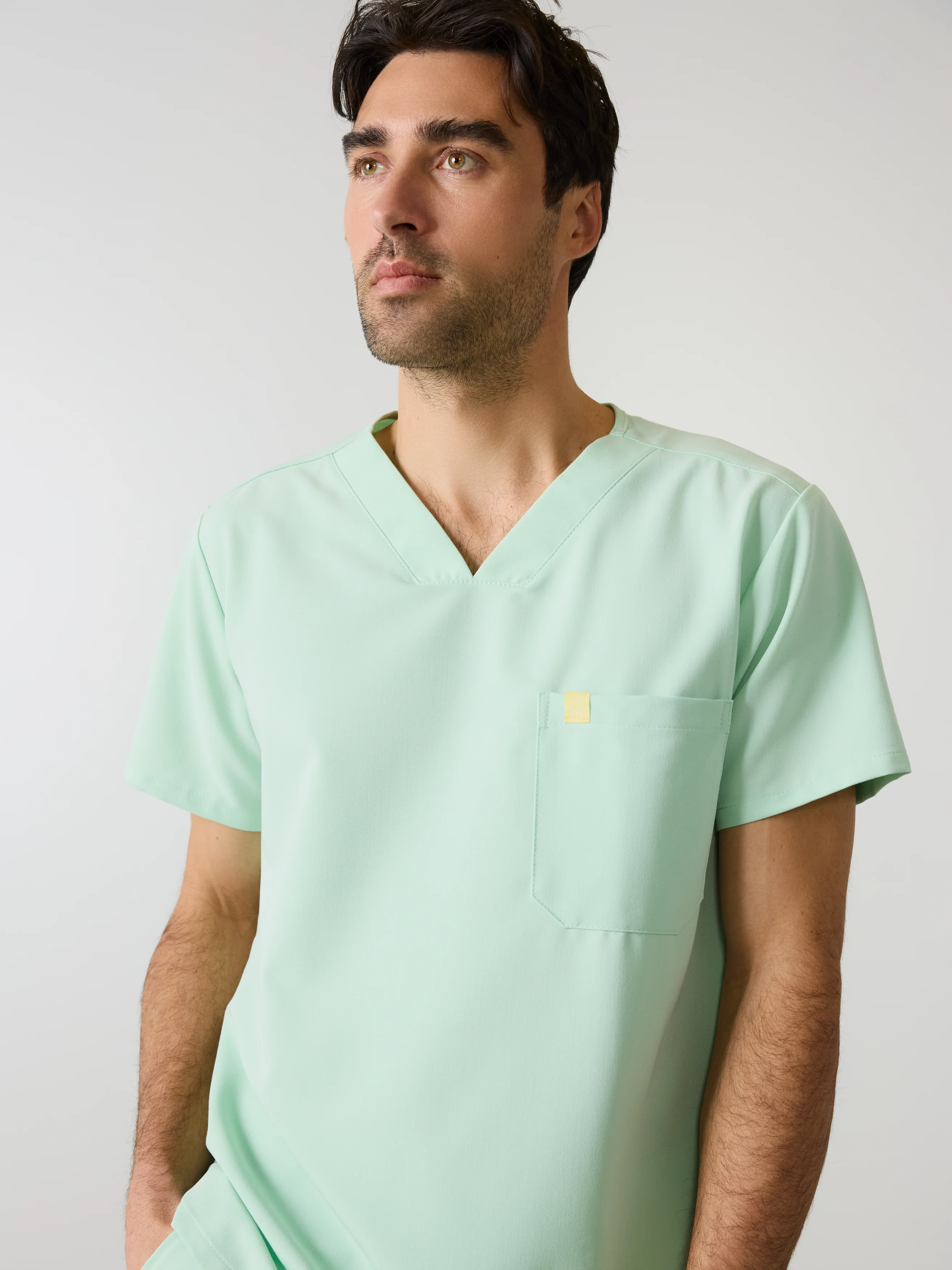 LOGAN RE-GARDE™ - MISTY MINT - One Pocket Men's Scrub Top - SILVADUR™ - Image 2