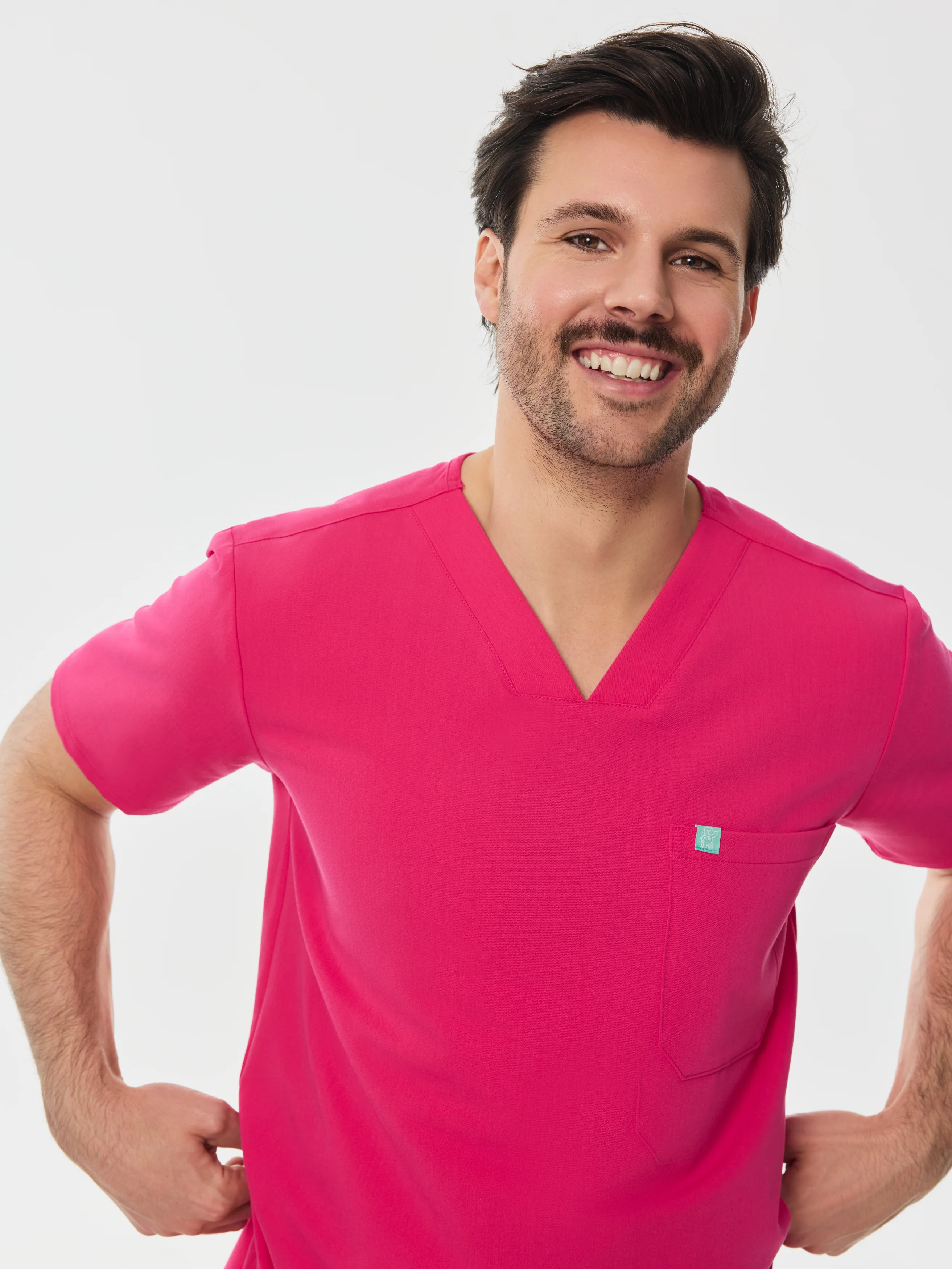 LOGAN RE-GARDEâ„¢ - PINK CRUSH - One Pocket Men's Scrub Top - SILVADURâ„¢ - Image 2