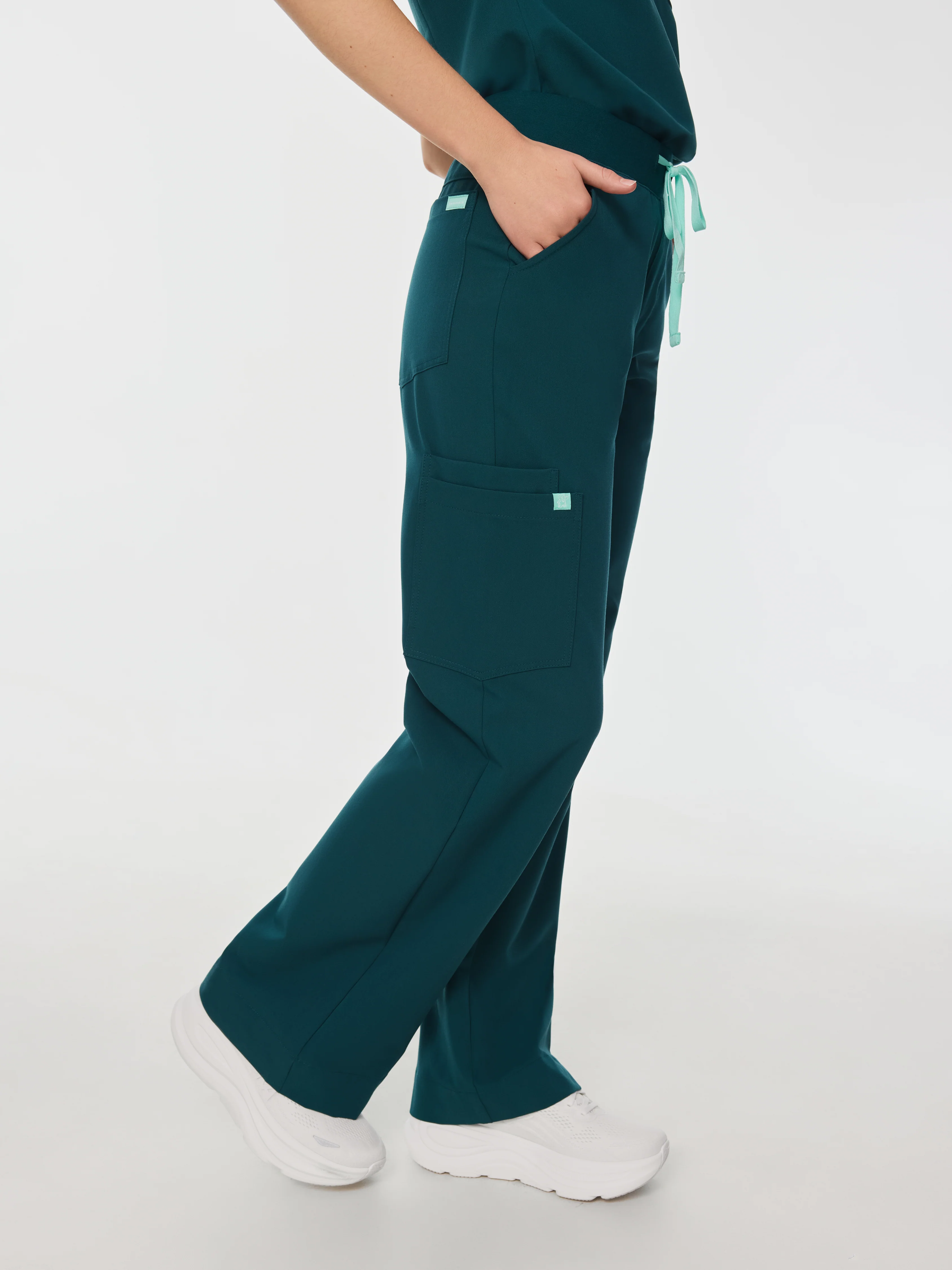MILA For AOGQ - TEAL - Wide Leg Scrub Pants - SILVADUR™ - Image 3
