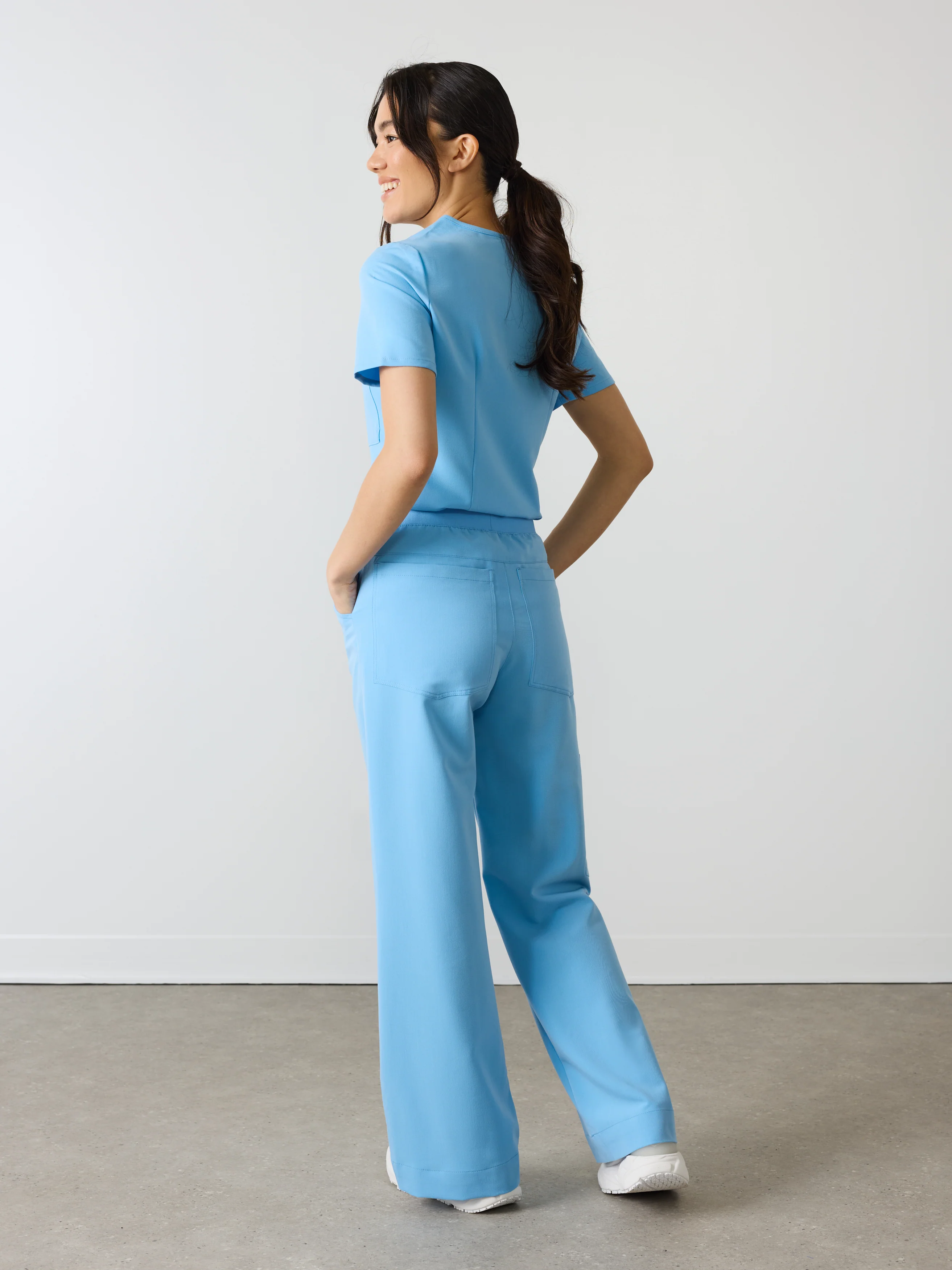 MILA RE-GARDE™ - CLASSIC BLUE - Wide Leg Scrub Pants - SILVADUR™ - Image 4