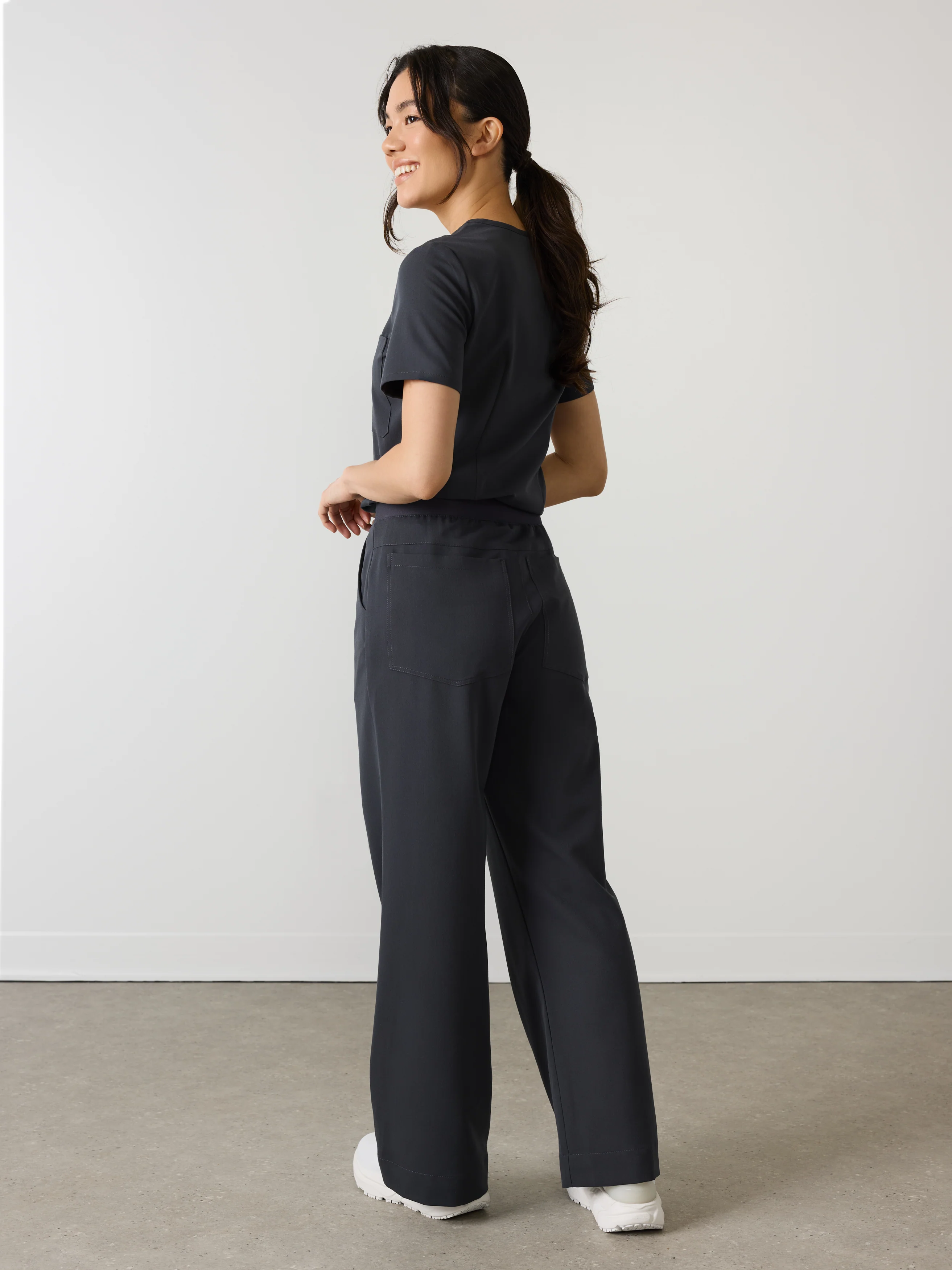 MILA RE-GARDE™ - CHARCOAL - Wide Leg Scrub Pants - SILVADUR™ - Image 4
