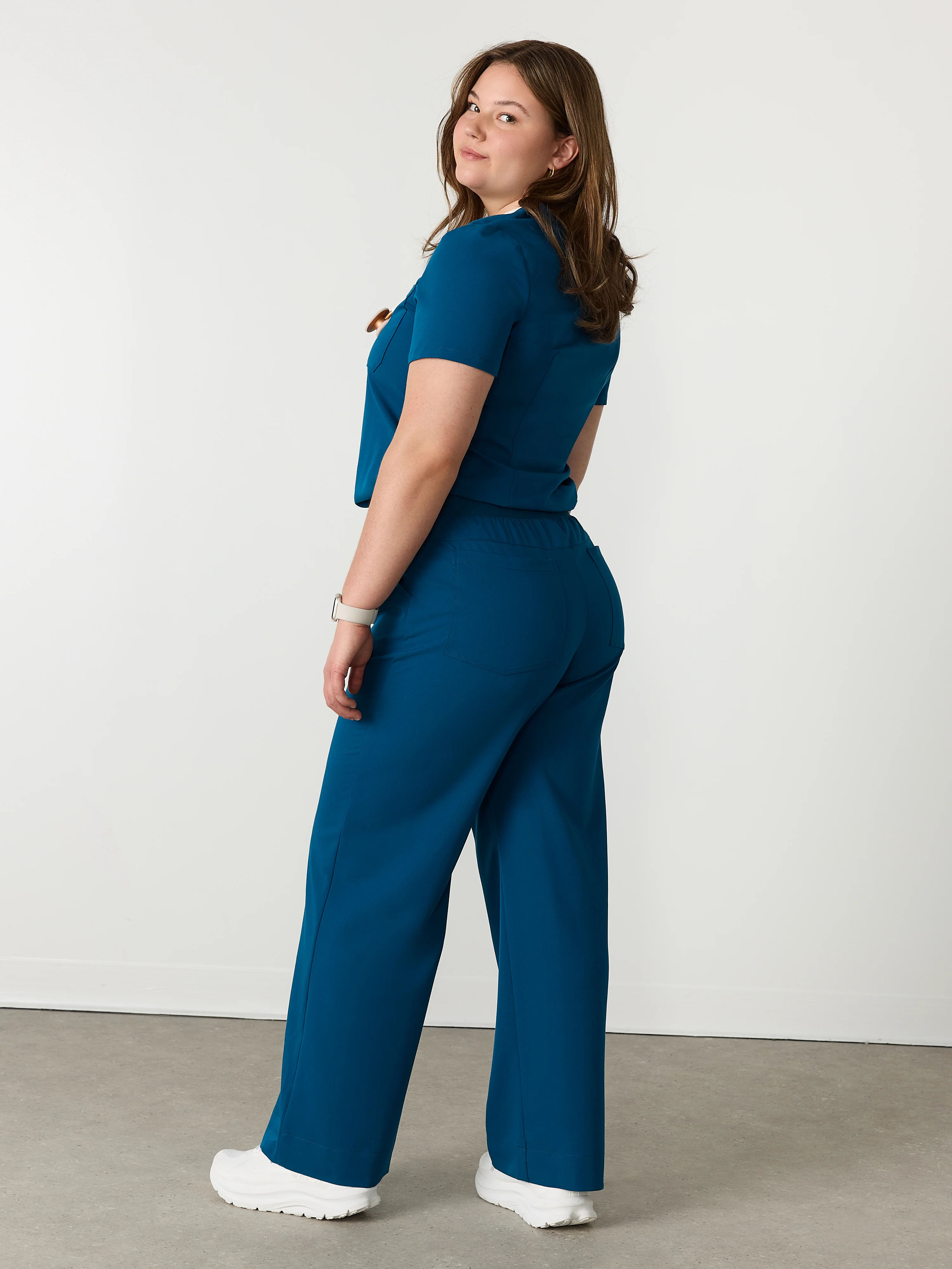 MILA RE-GARDE™ - OPAL BLUE - Wide Leg Scrub Pants - SILVADUR™ - Image 4