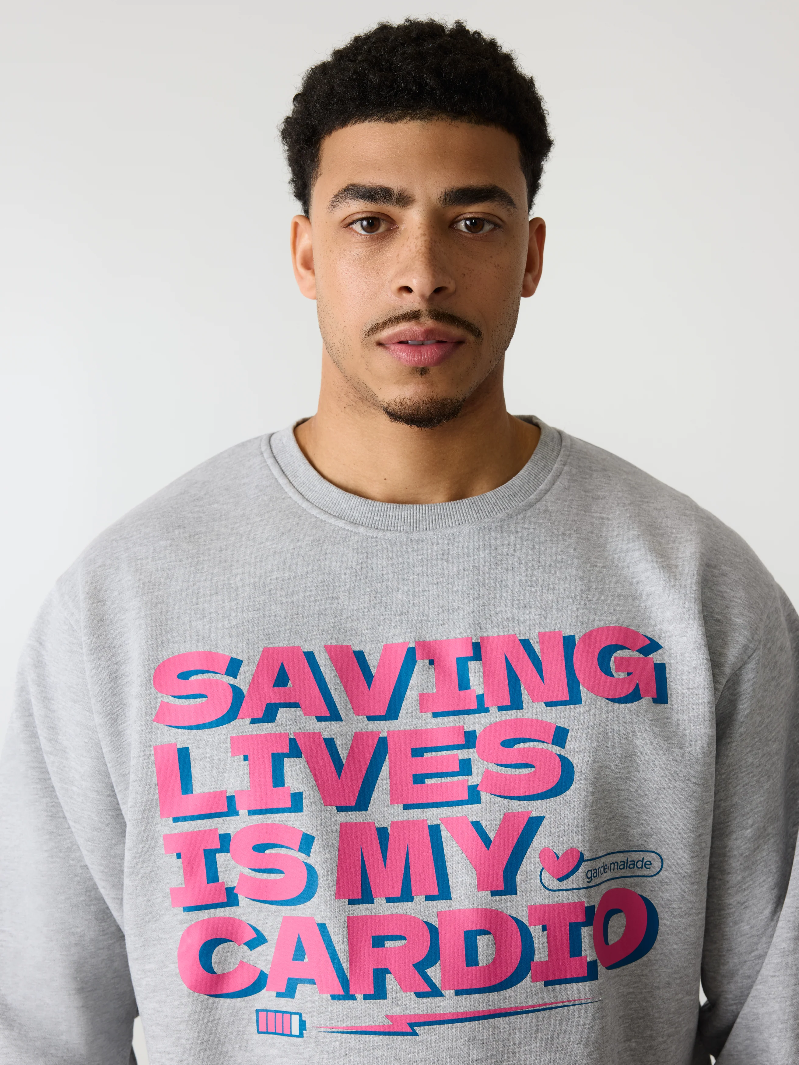 Saving Lives Is My Cardio - Crewneck Heather Grey - Image 5