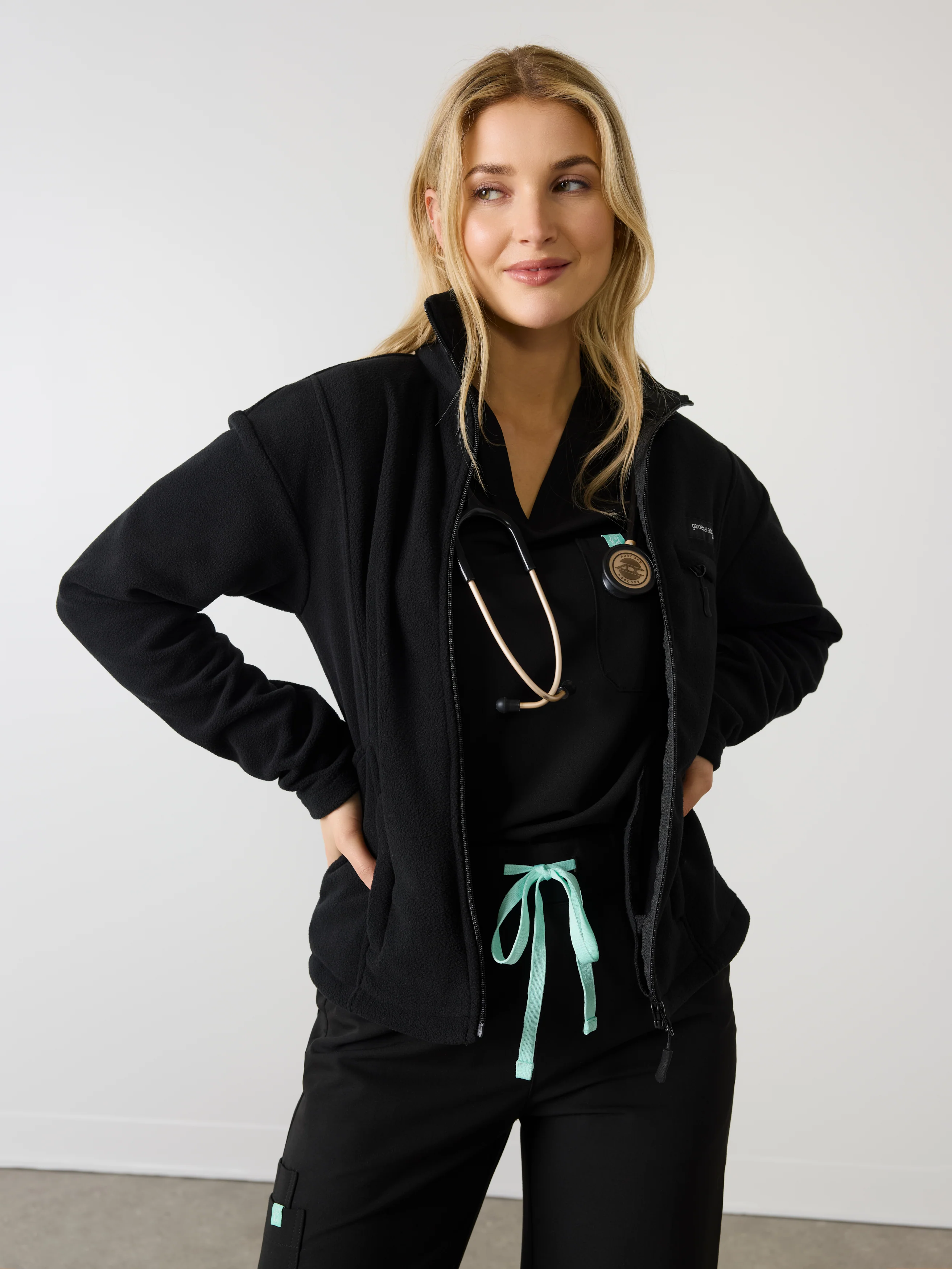 Women Polar Full Zip Jacket - Black - Image 4