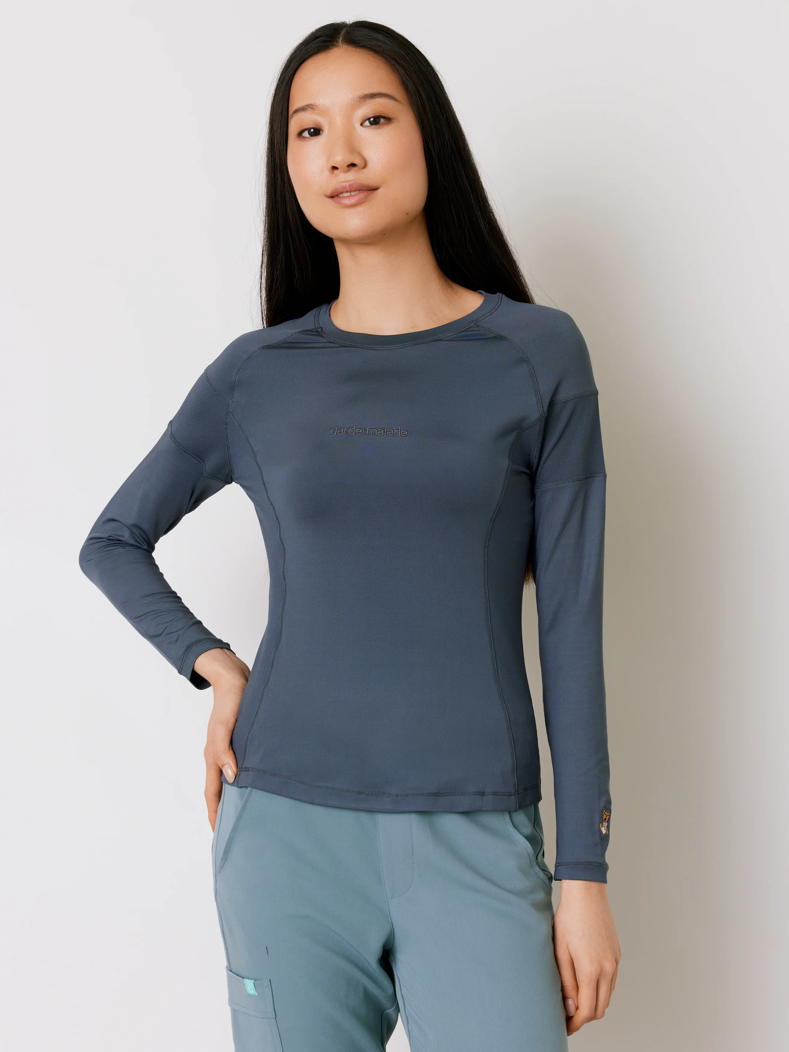 Women High-Performance Underscrub - Slate Blue - Long Sleeves - Final Sale - Image 3