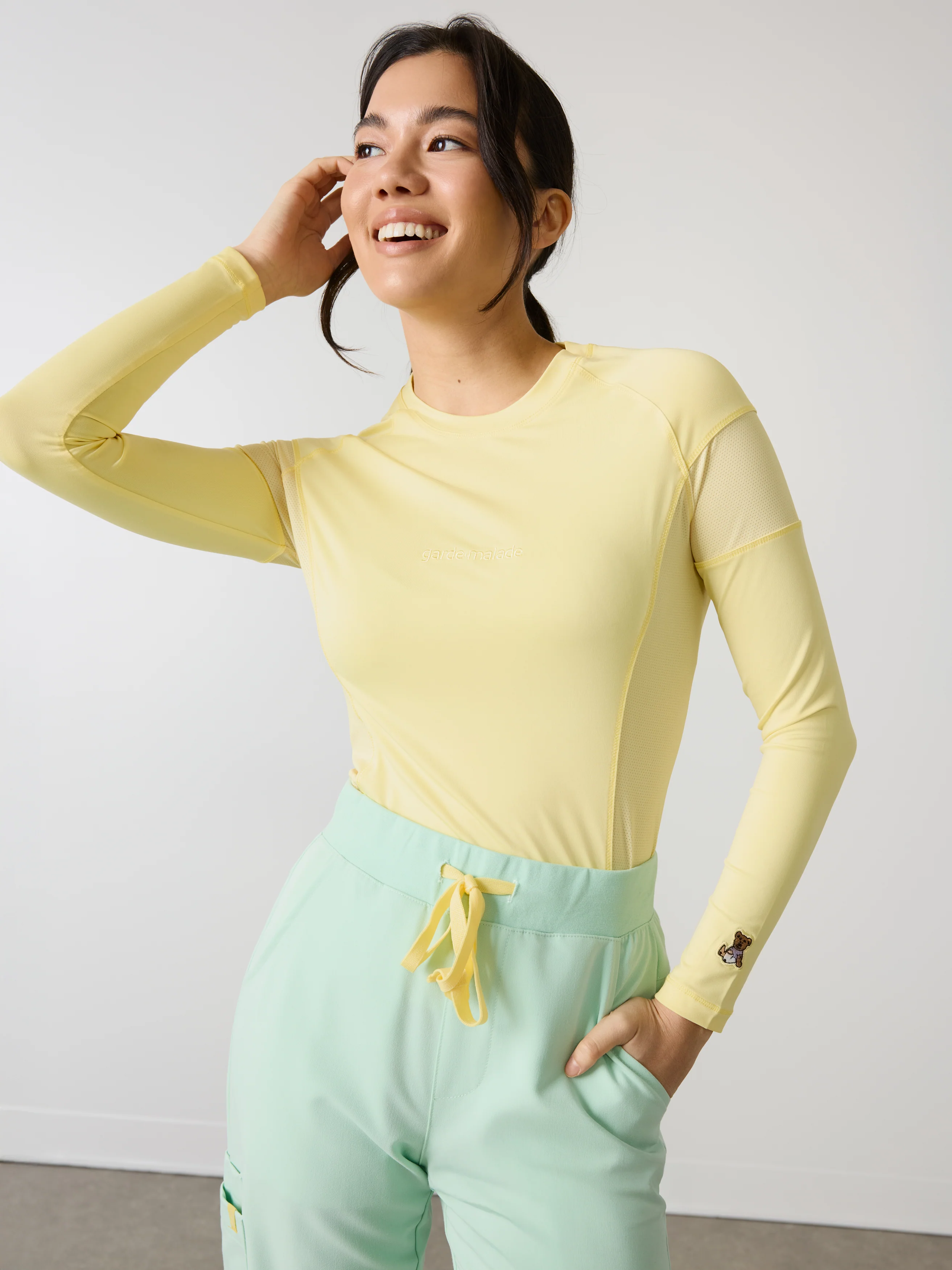 Women High-Performance Underscrub - Butter Yellow - Long Sleeves - Image 2