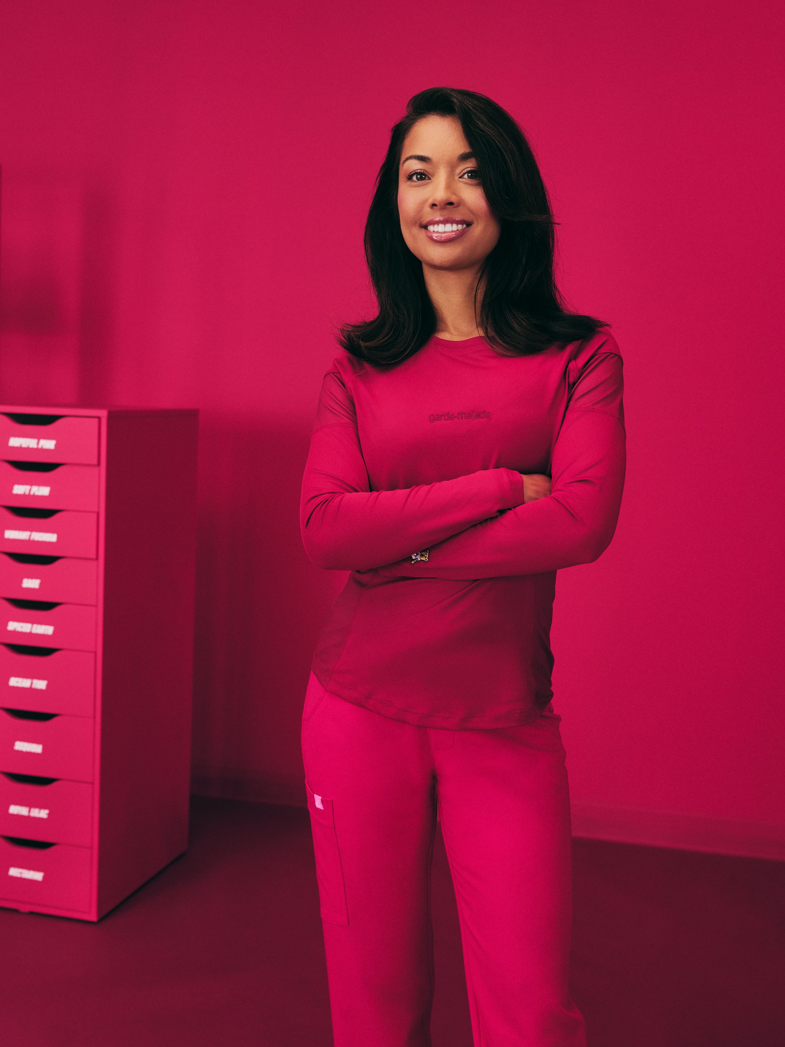 Women High-Performance Underscrub - Vibrant Fuchsia - Long Sleeves - Image 3