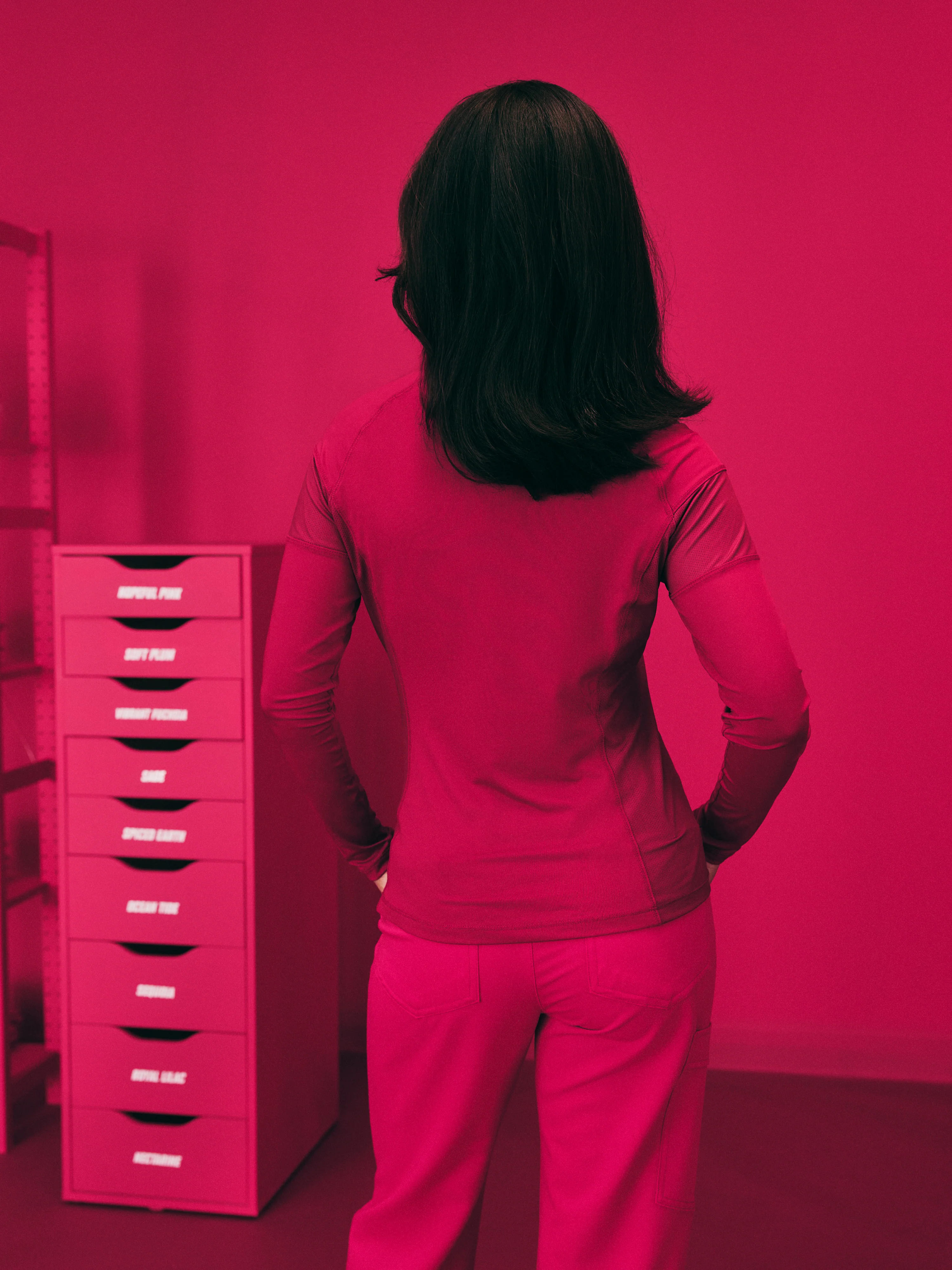 Women High-Performance Underscrub - Vibrant Fuchsia - Long Sleeves - Image 4