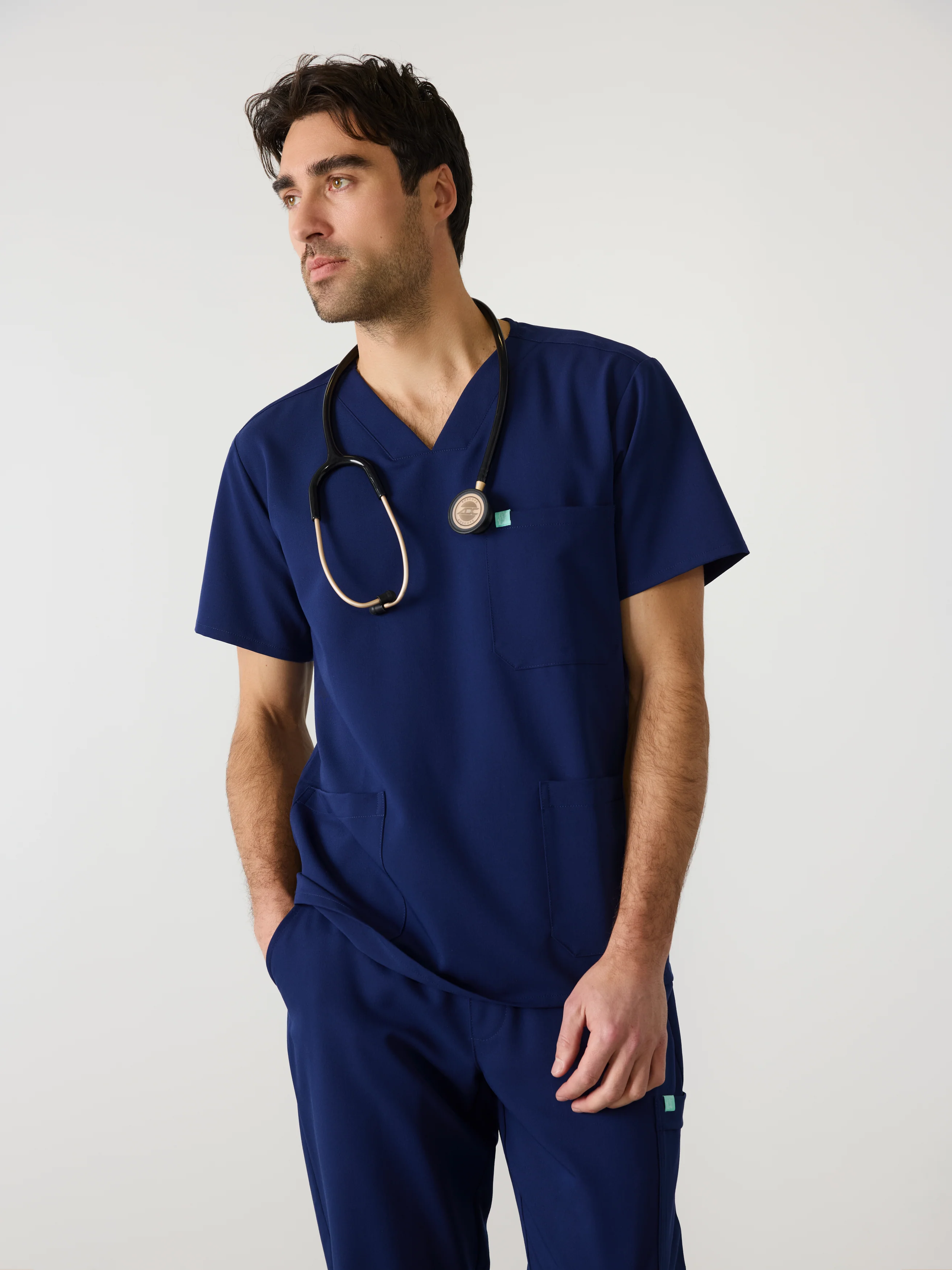 ZACK RE-GARDEâ„¢ - MODERN NAVY - Three Pockets Men's Scrub Top - SILVADURâ„¢