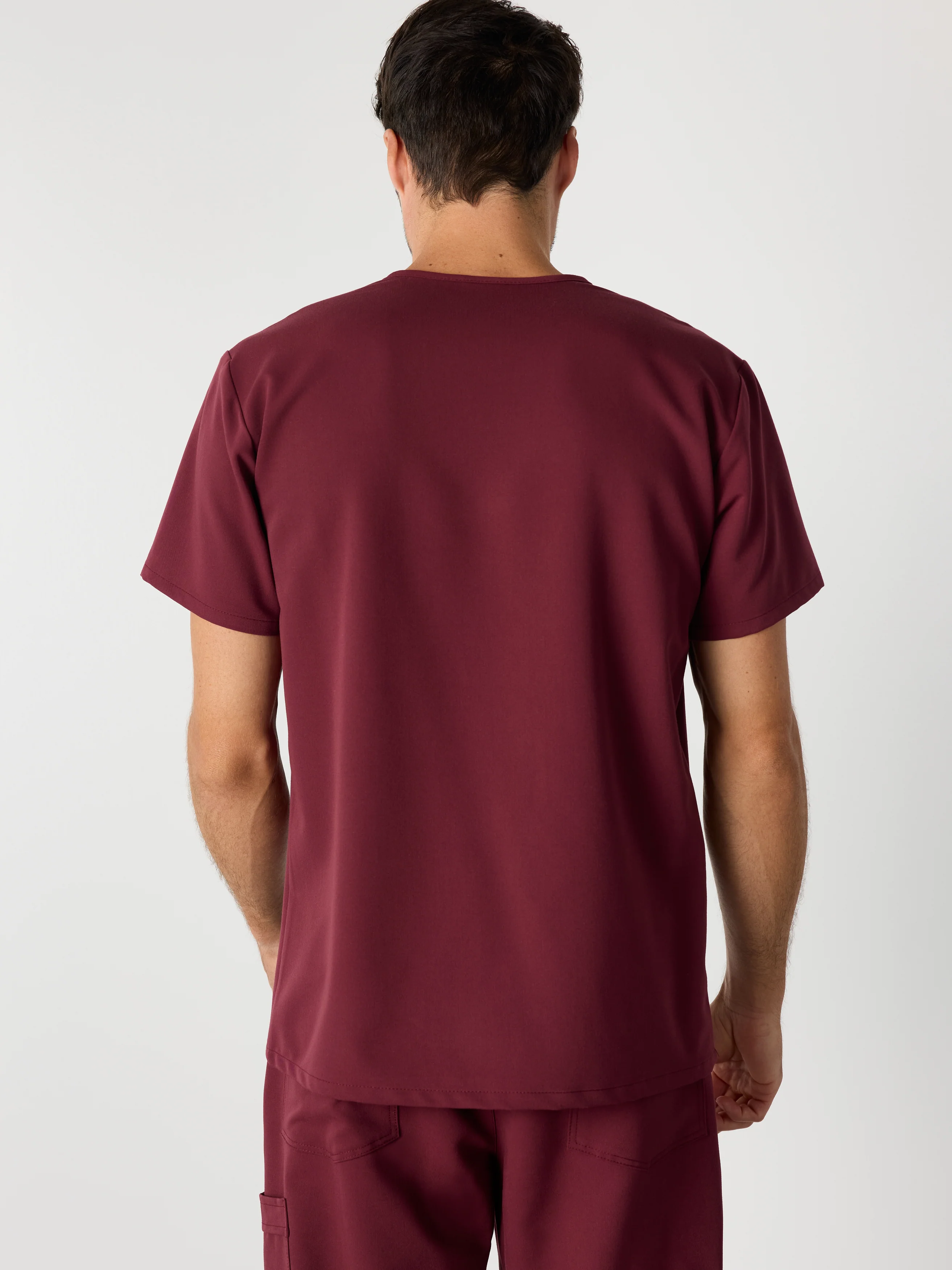 ZACK RE-GARDE™ - BURGUNDY - Three Pockets Men's Scrub Top - SILVADUR™ - Image 3