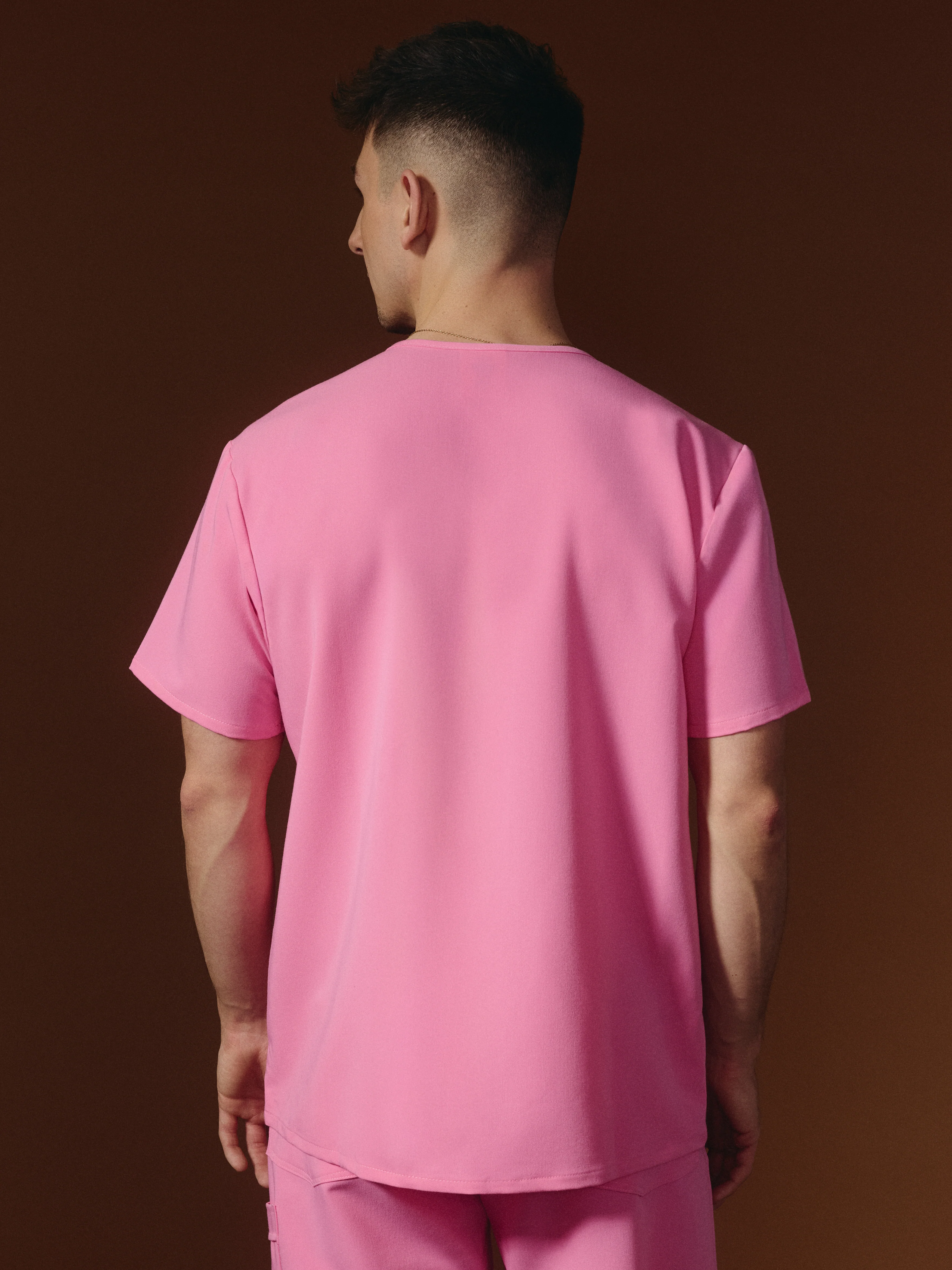 ZACK RE-GARDE™ - G-M x PONY PINK - Three Pockets Men's Scrub Top - SILVADUR™ - Image 3