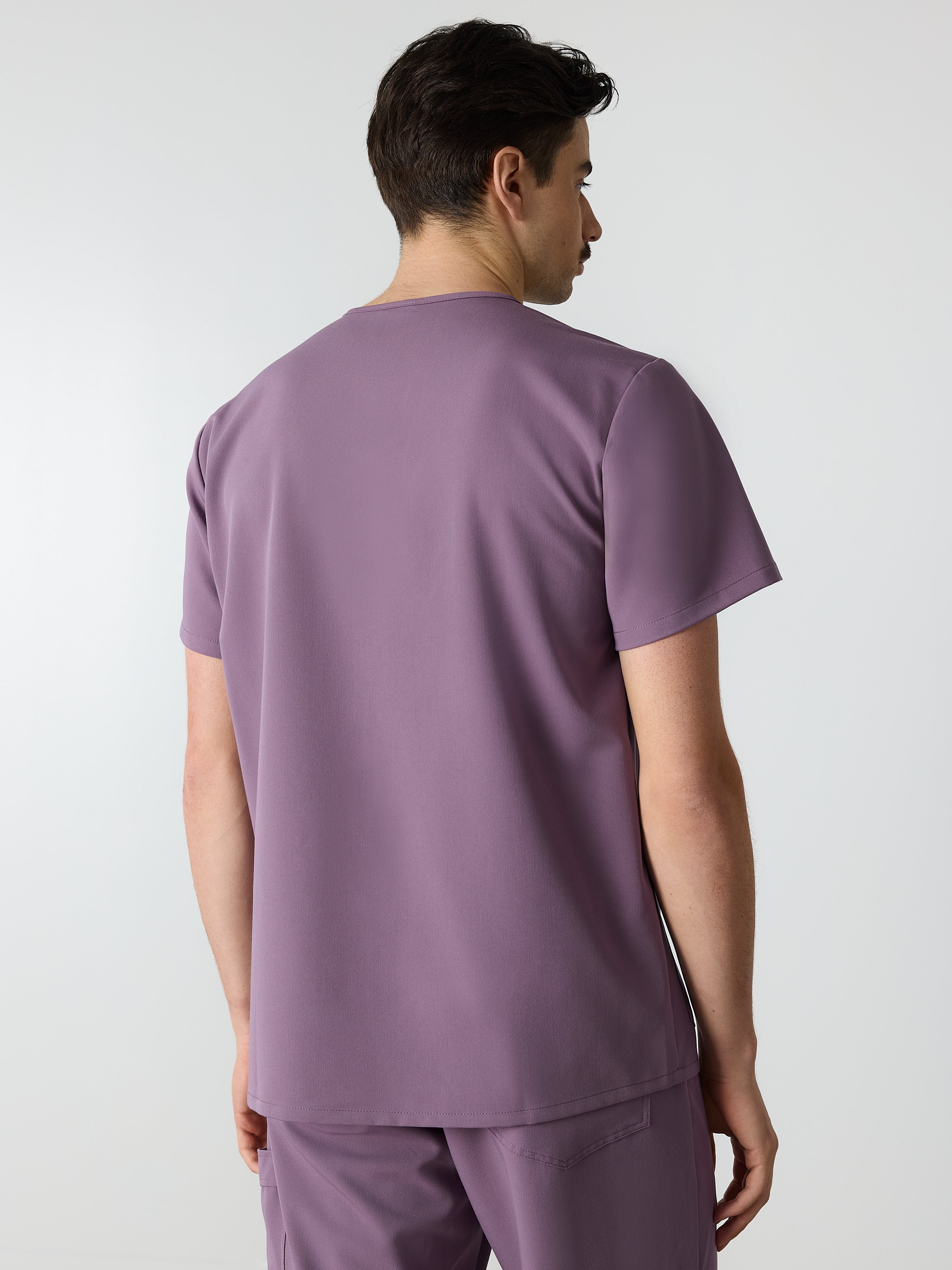 ZACK RE-GARDE™ - DUSTY PURPLE - Three Pockets Men's Scrub Top - SILVADUR™ - Image 3