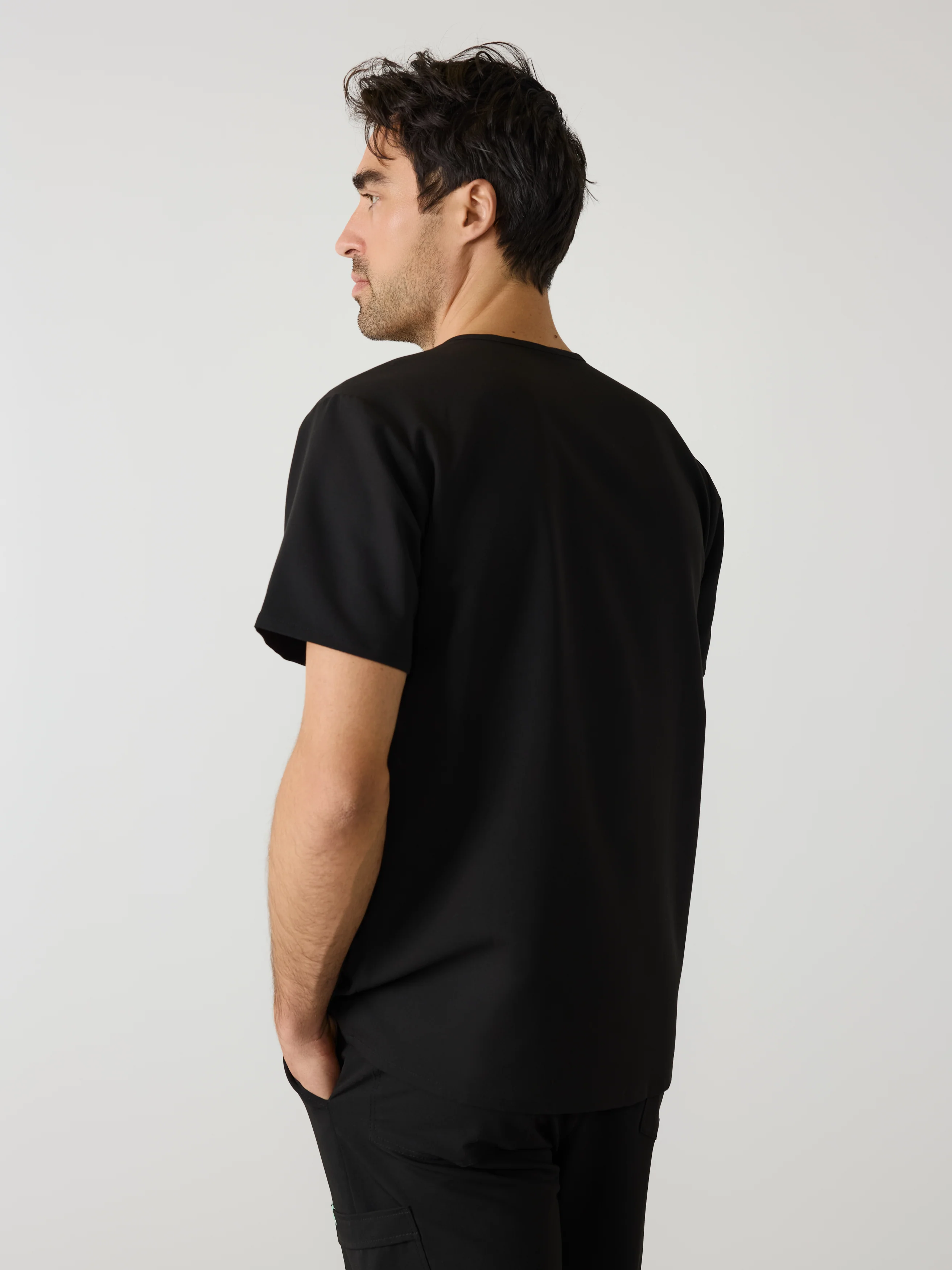 ZACK RE-GARDE™ - BLACK - Three Pockets Men's Scrub Top - SILVADUR™ - Image 3