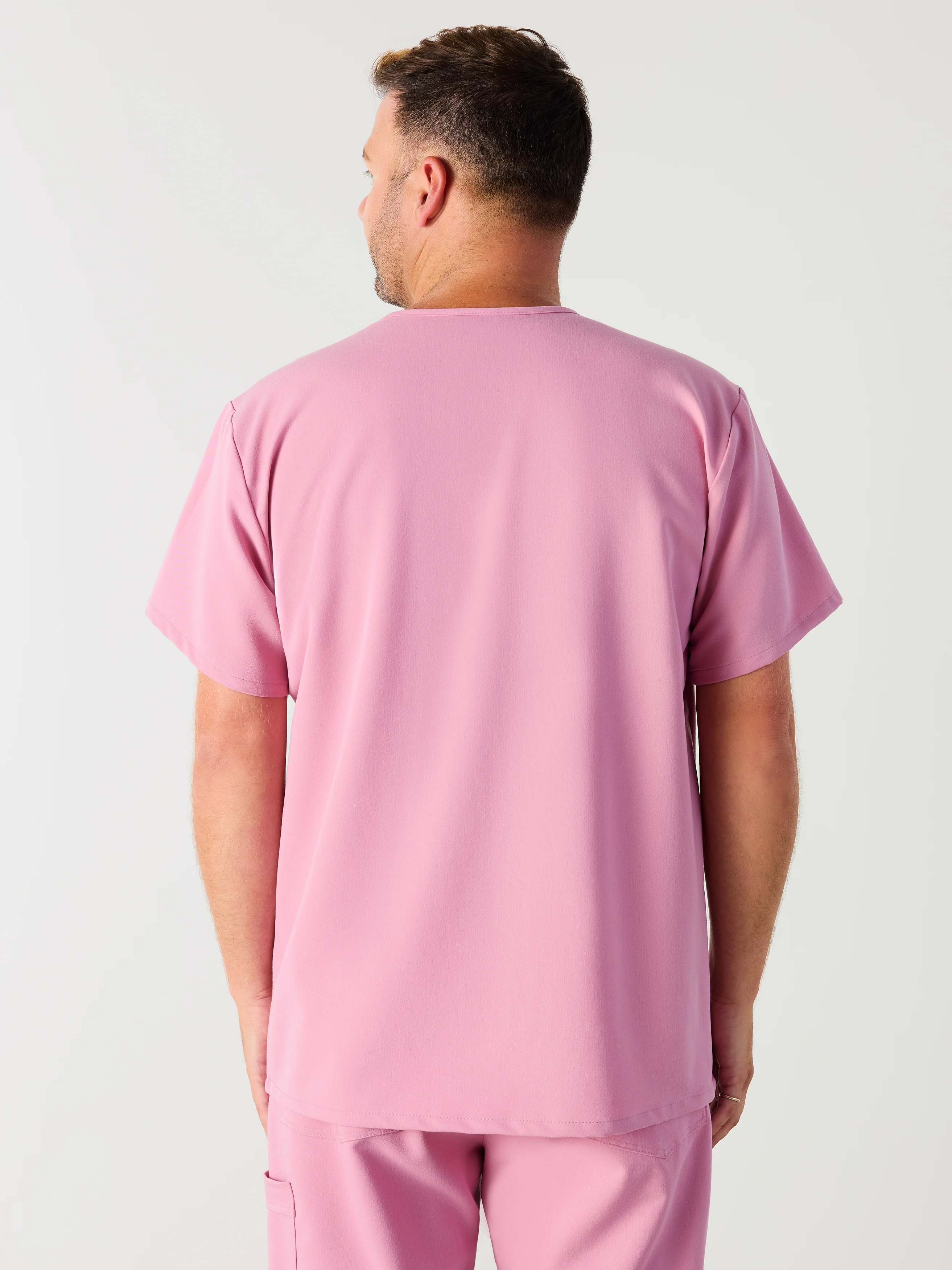 ZACK RE-GARDE™ - HOPEFUL PINK - Three Pockets Men's Scrub Top - SILVADUR™ - Final Sale - Image 3