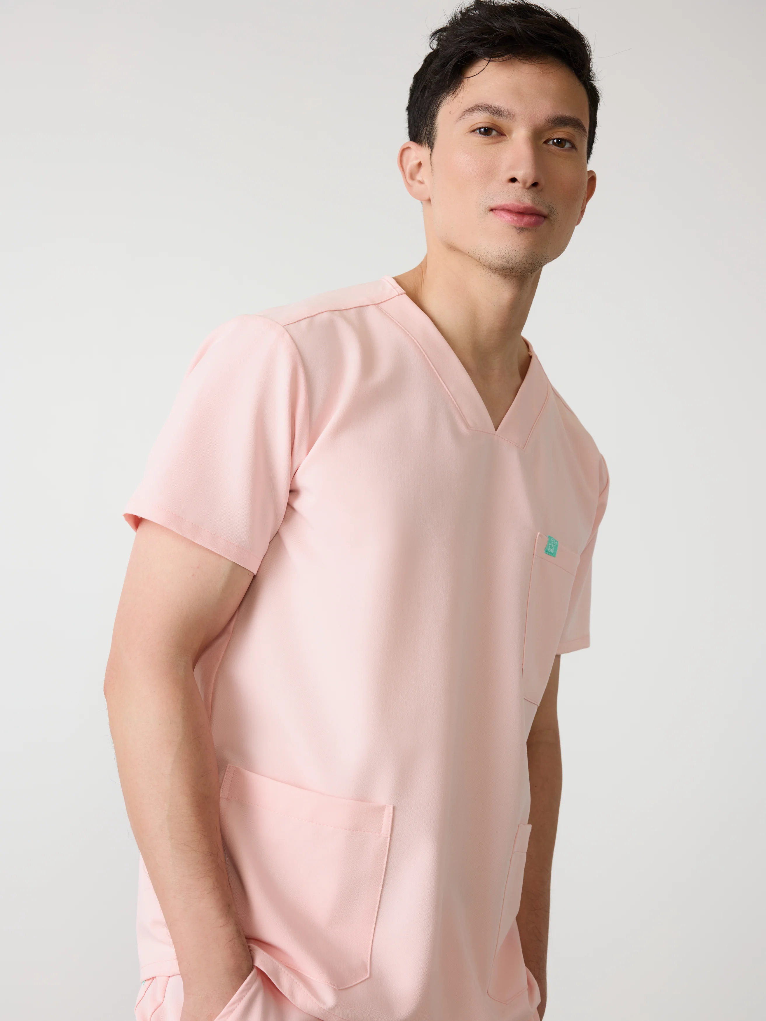 ZACK RE-GARDE™ - ROSE QUARTZ - Three Pockets Men's Scrub Top - SILVADUR™ - Image 2