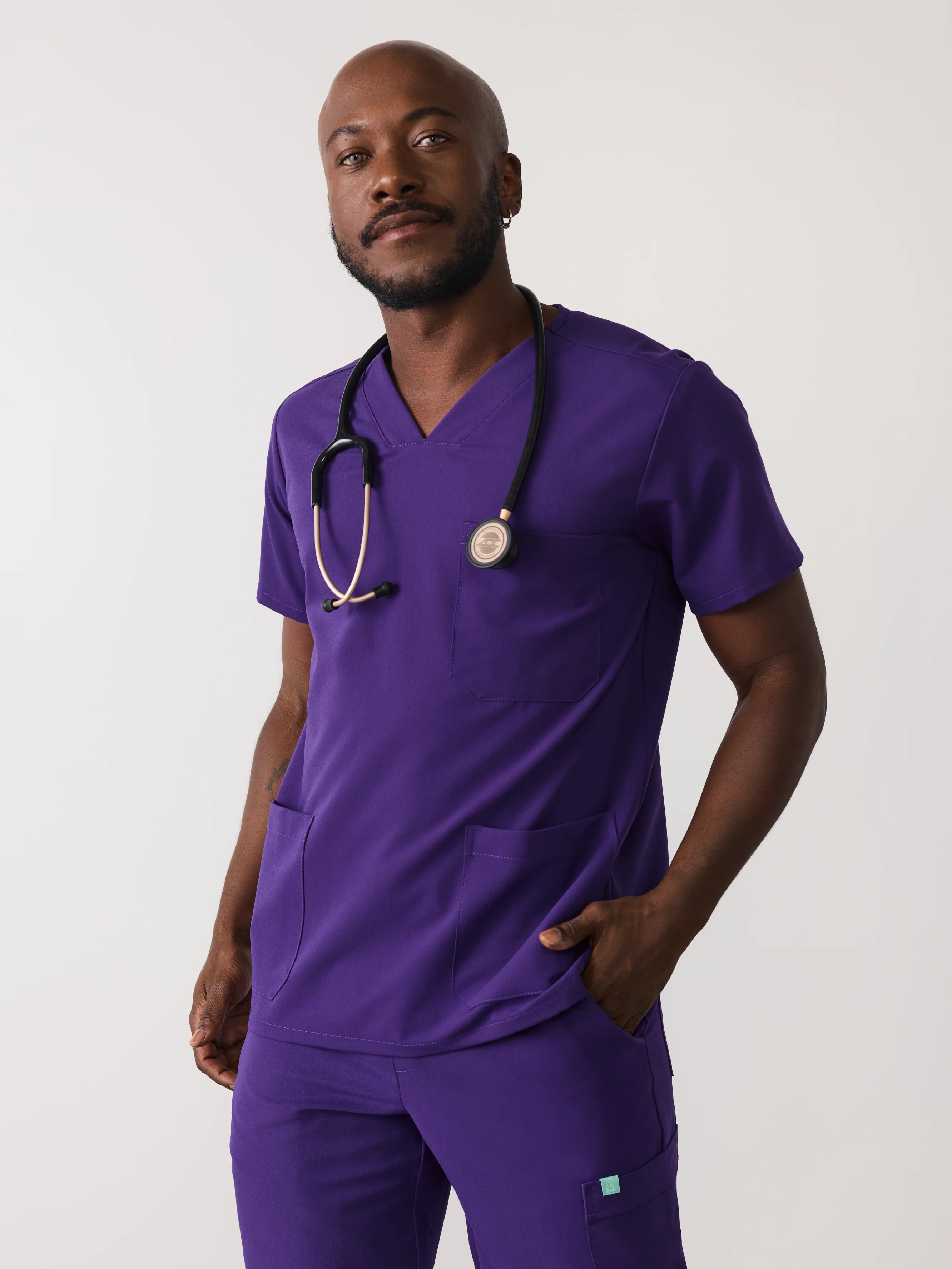 ZACK RE-GARDEâ„¢ - MIDNIGHT VELVET - Three Pockets Men's Scrub Top - SILVADURâ„¢ - Final Sale